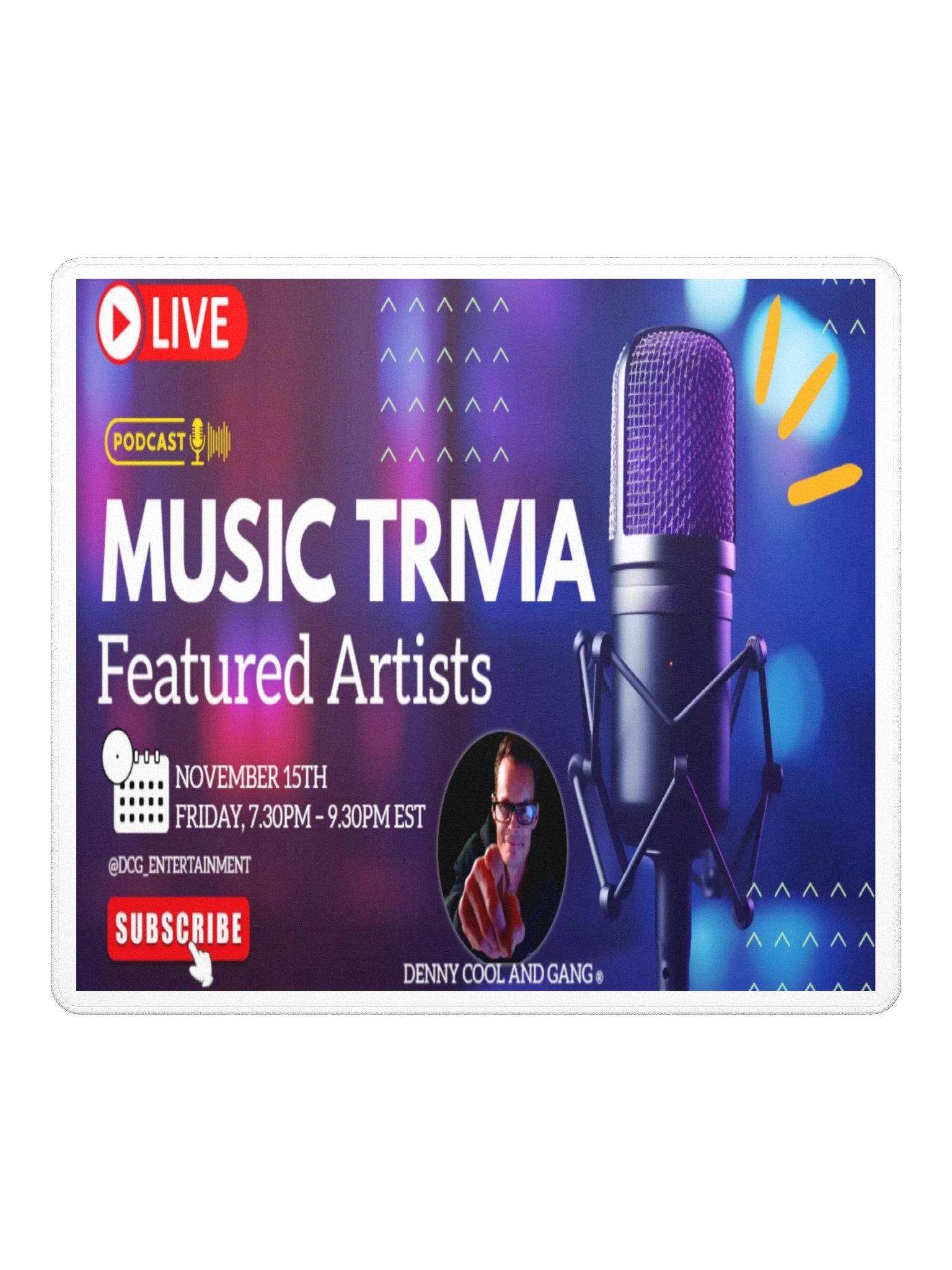 Music Trivia Night Show Banner Mouse Pad product image (2)