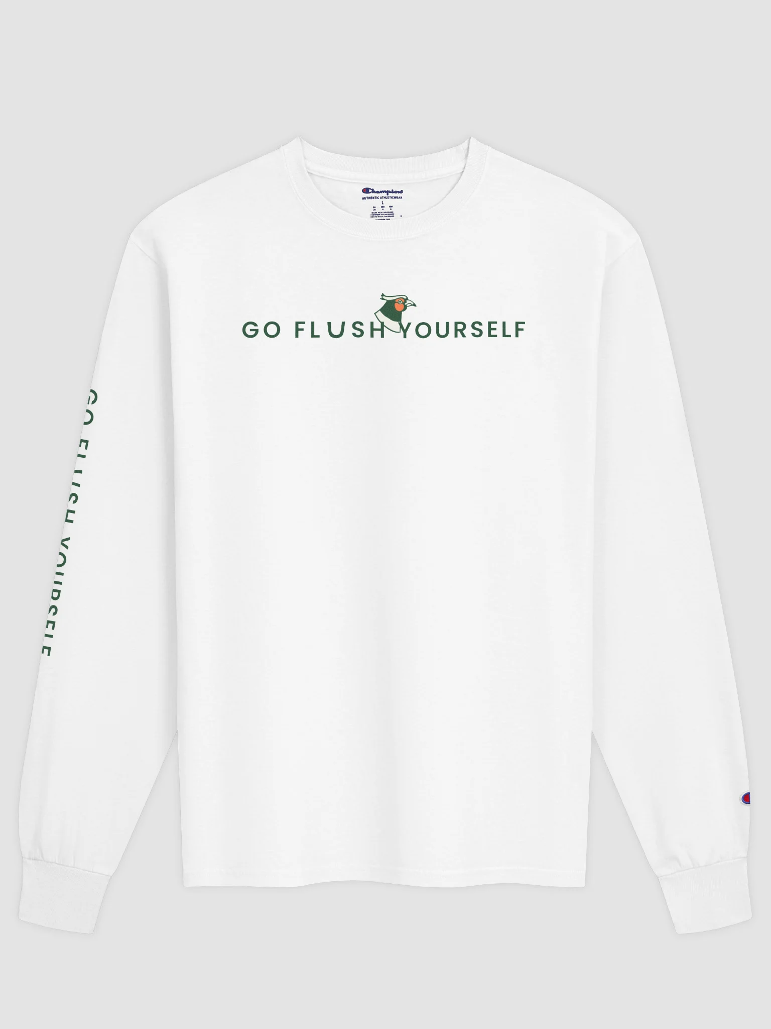 Go Flush Yourself Champion Long Sleeve Tee (light mode) product image (1)
