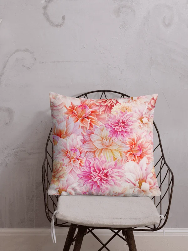 WATERCOLOR DAHLIA PATTERN THROW PILLOW FOR COTTAGE SUMMER VIBES product image (2)