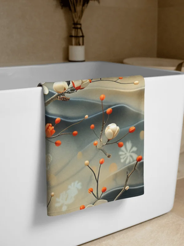 Traditional Japanese Floral Beach Towel - Plum Blossom Aesthetic Towel product image (3)