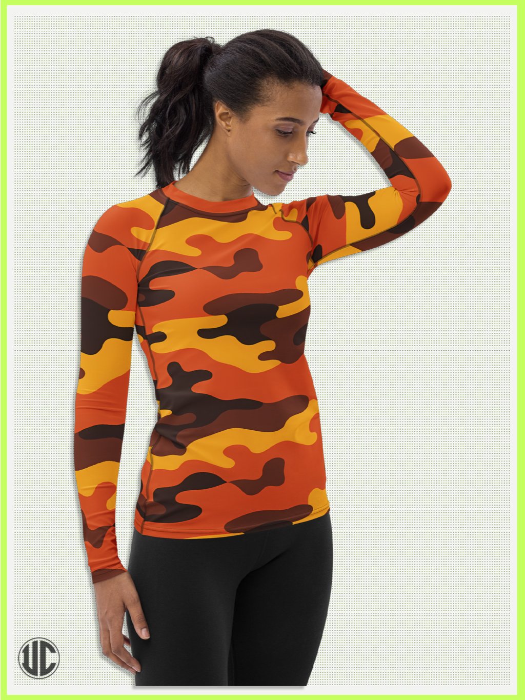 Savage Sunset Orange Camo – Women’s Rash Guard product image (1)