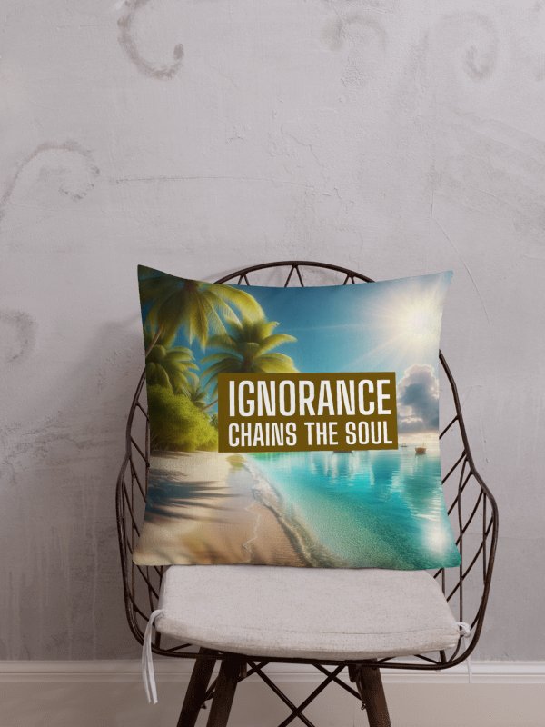 Soulful Serenity Premium Pillow |AI Design motto Ignorance chains the soul product image (1)