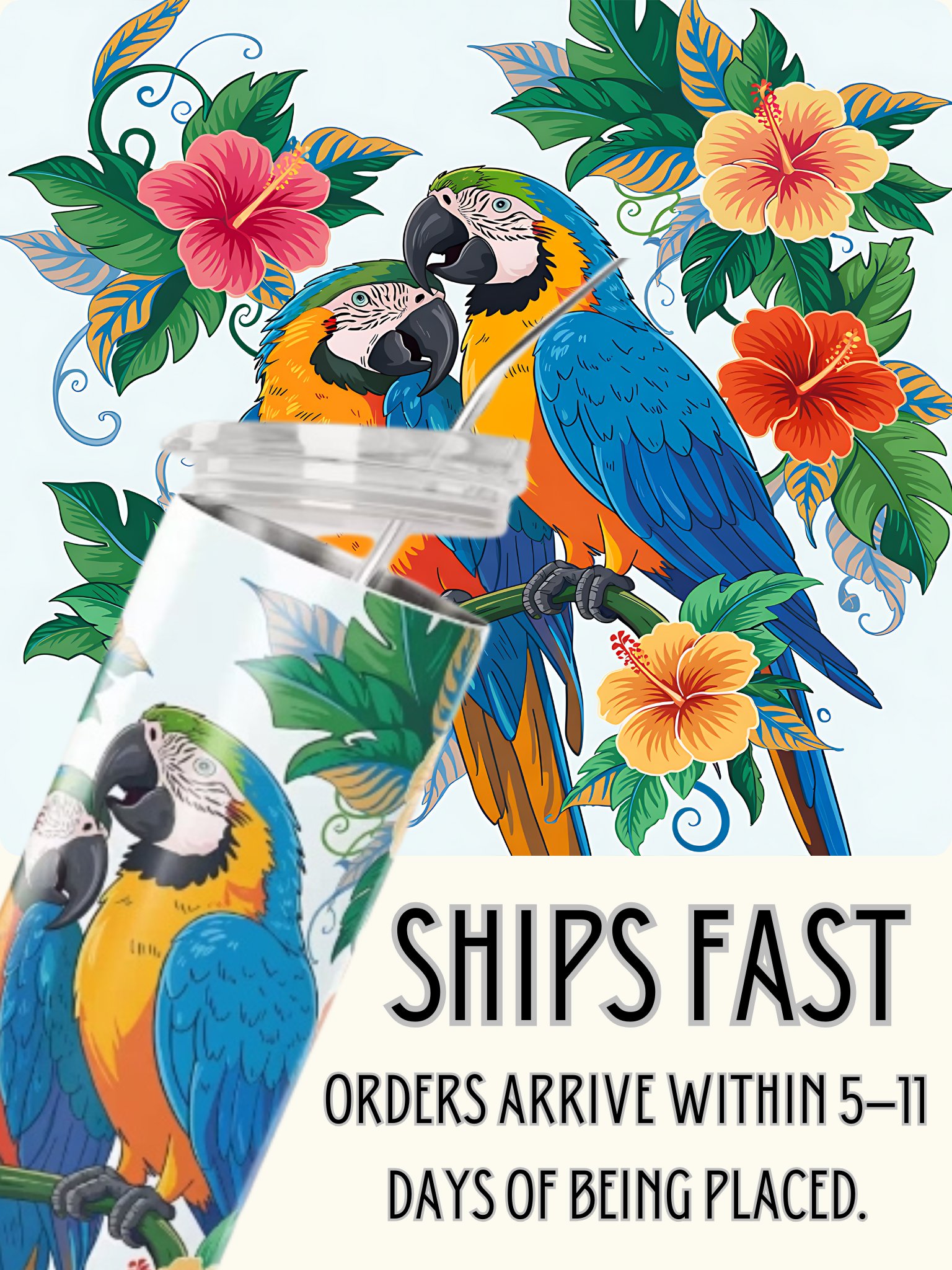 Tropical Macaw Paradise Stainless Steel Tumbler product image (1)
