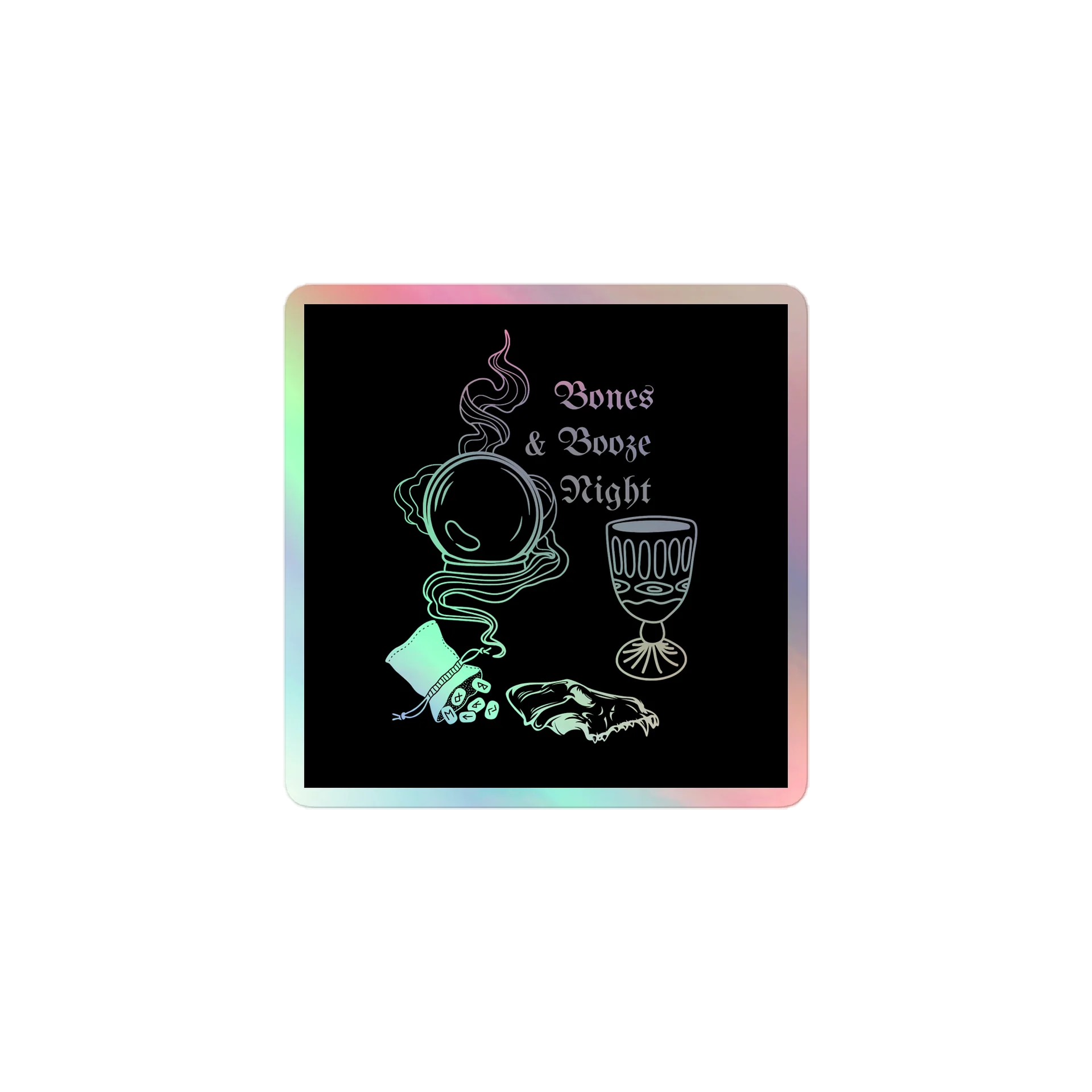 Bones & Booze Night Holographic Sticker product image (1)