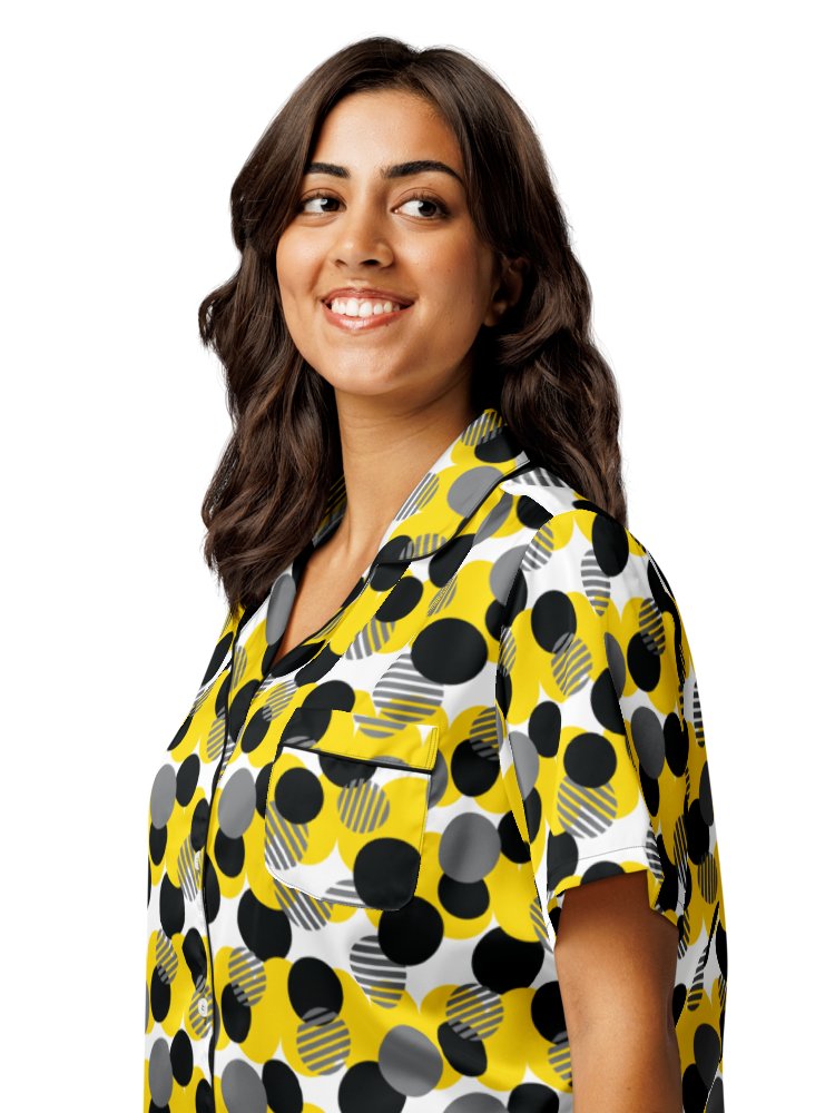 Cozy Chic Modern Geometric Polka Dot All-Over Print Women's Pajama Shirt product image (8)