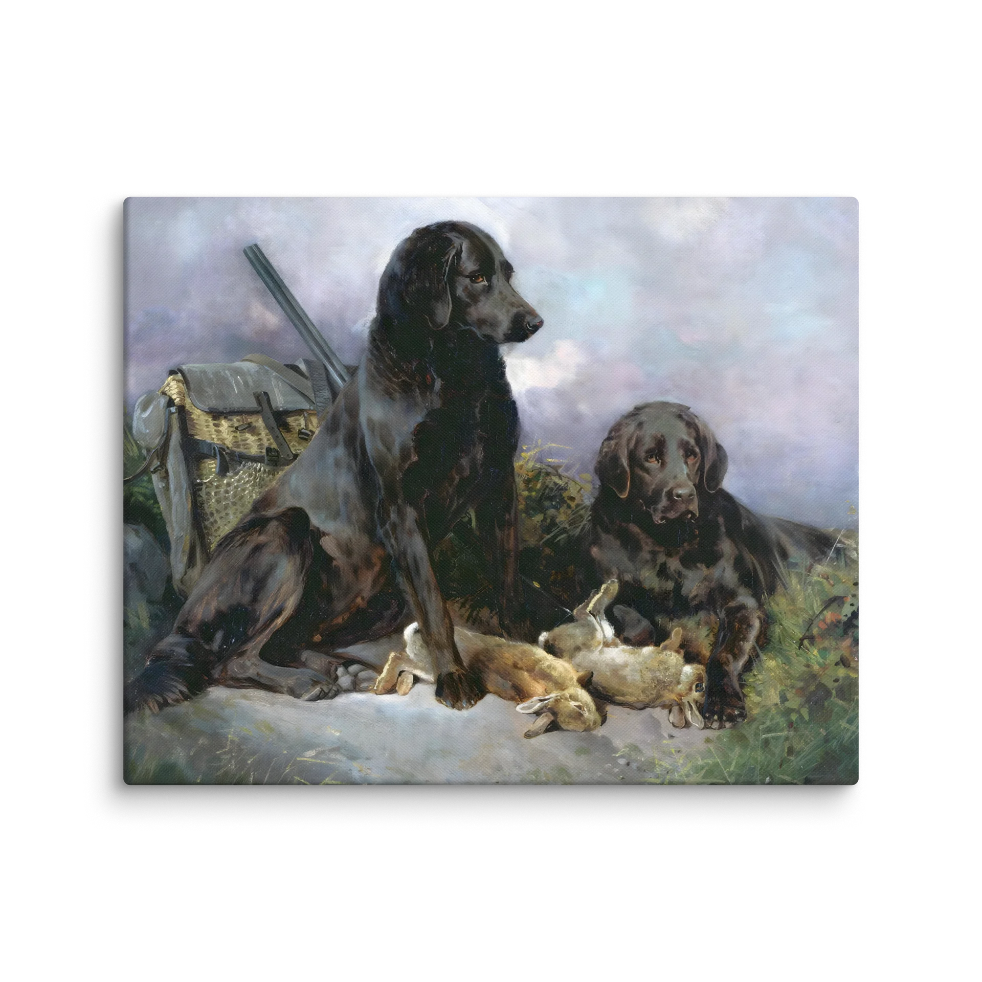 Antique Black Lab Hunting Painting Canvas Print product image (7)