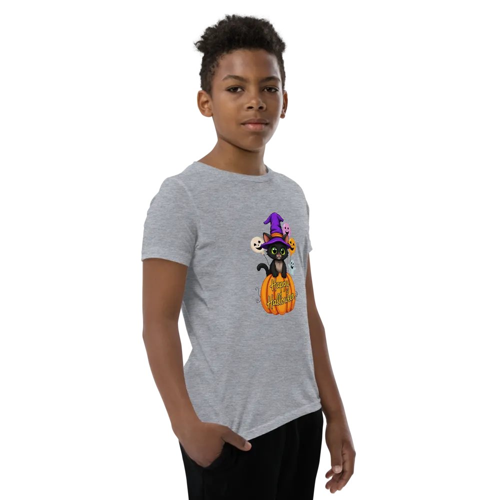 Witchy Sitting Pumpkin Cat Youth T-shirt product image (9)
