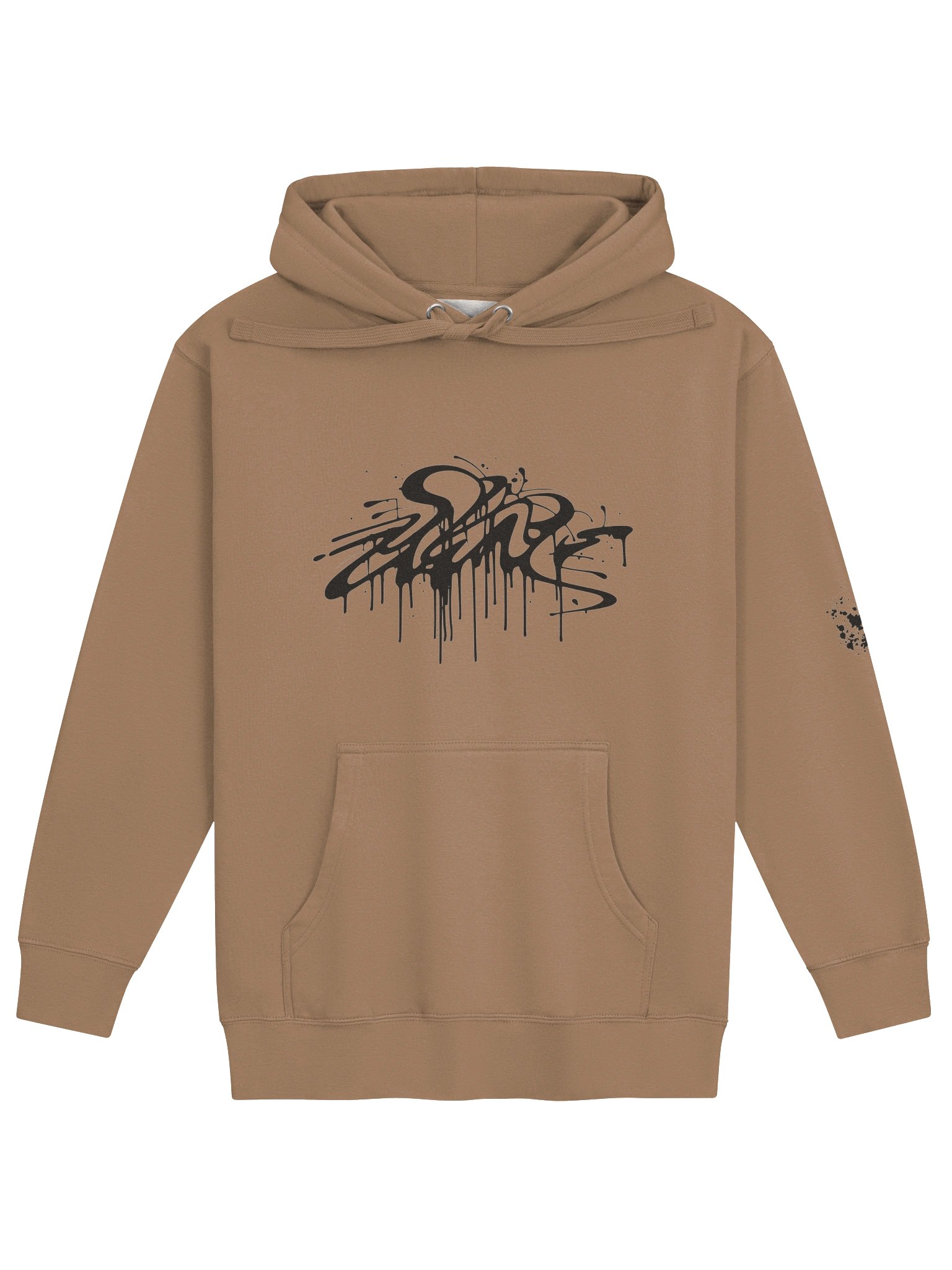 Graffiti Tag Hoodie – Sand Brown Oversized Pullover with Drip Logo product image (1)
