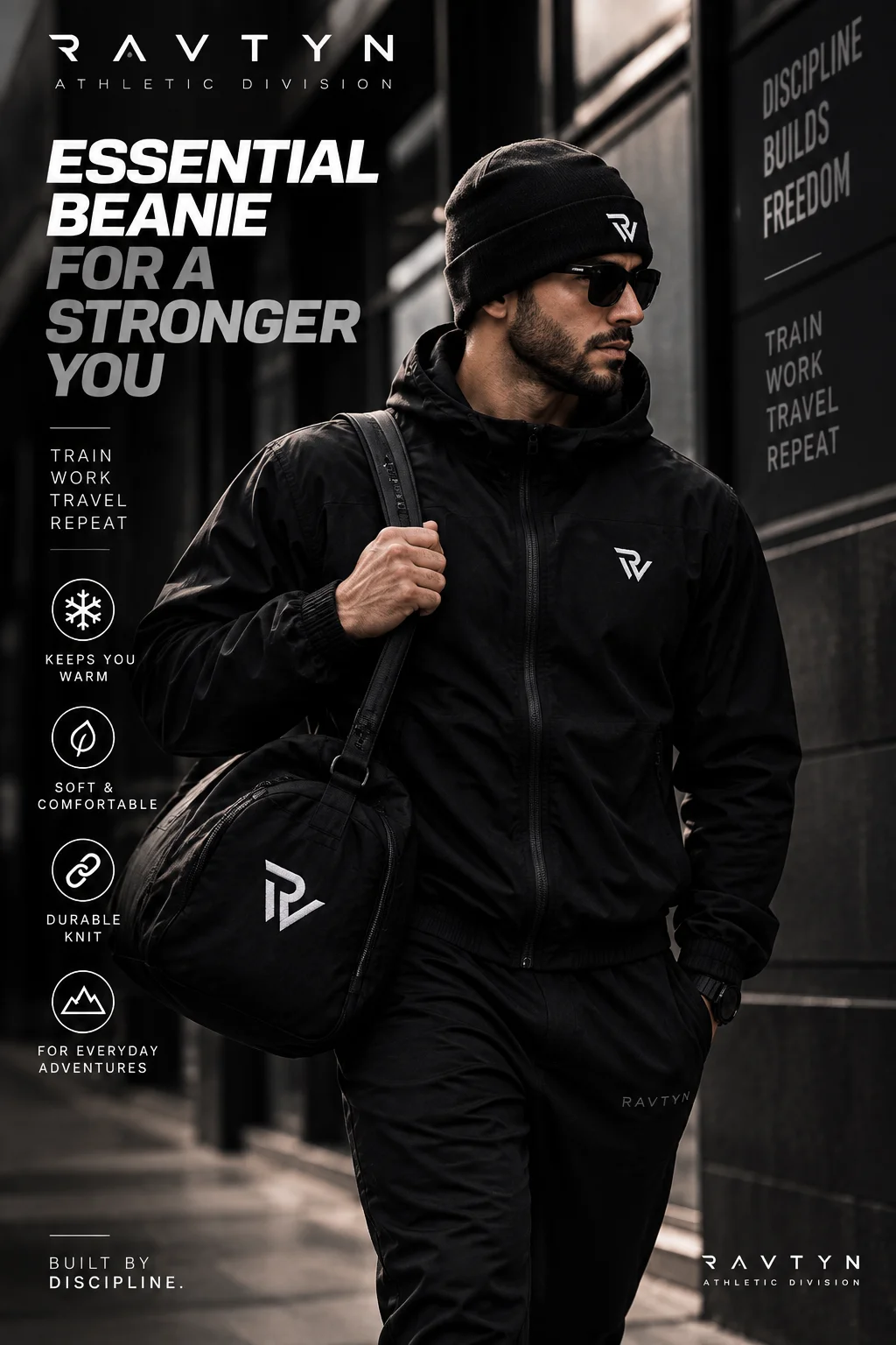RAVTYN Essential Cuffed Beanie — Black product image (2)