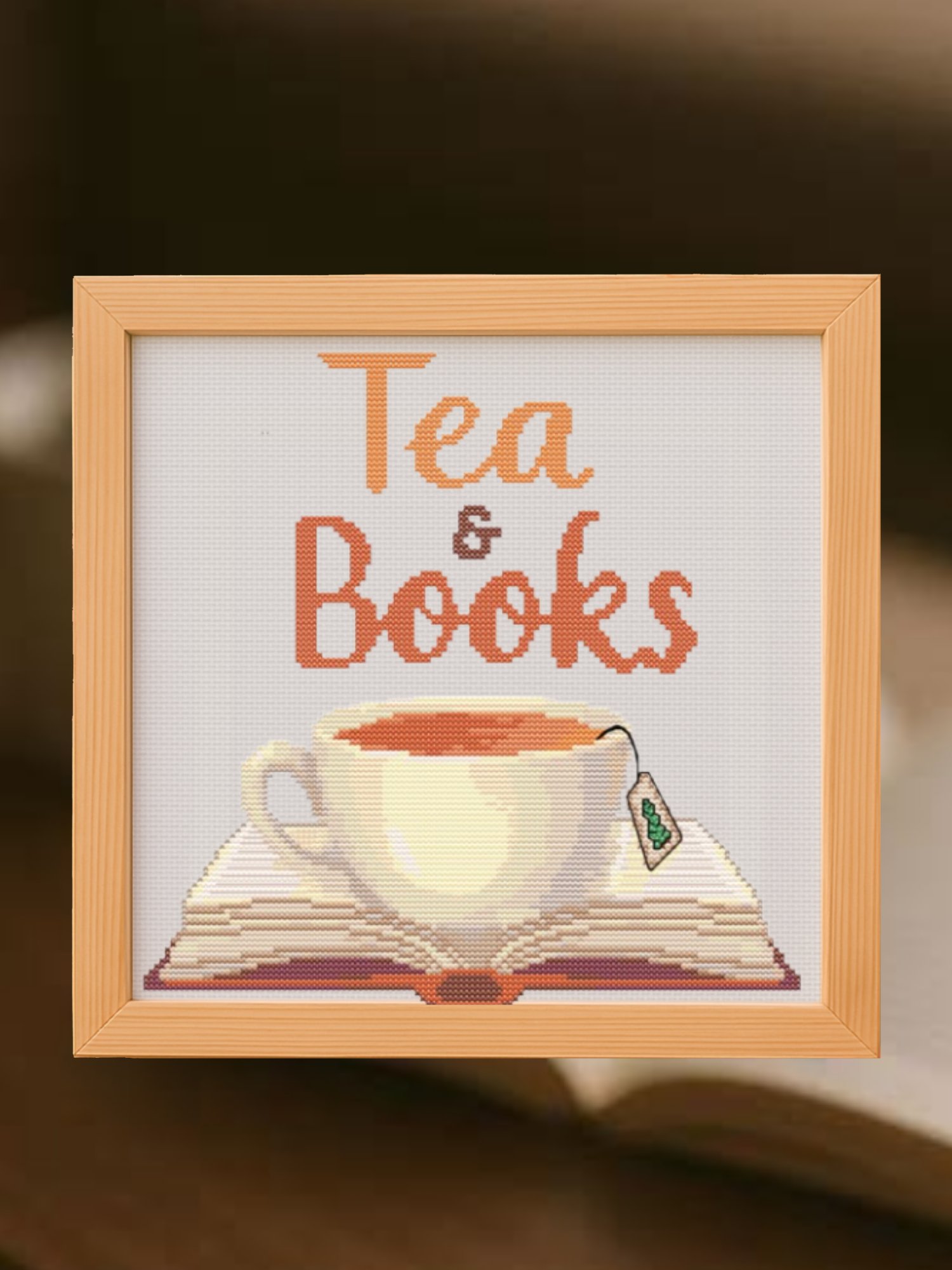 Tea and Books Cross Stitch Pattern product image (1)