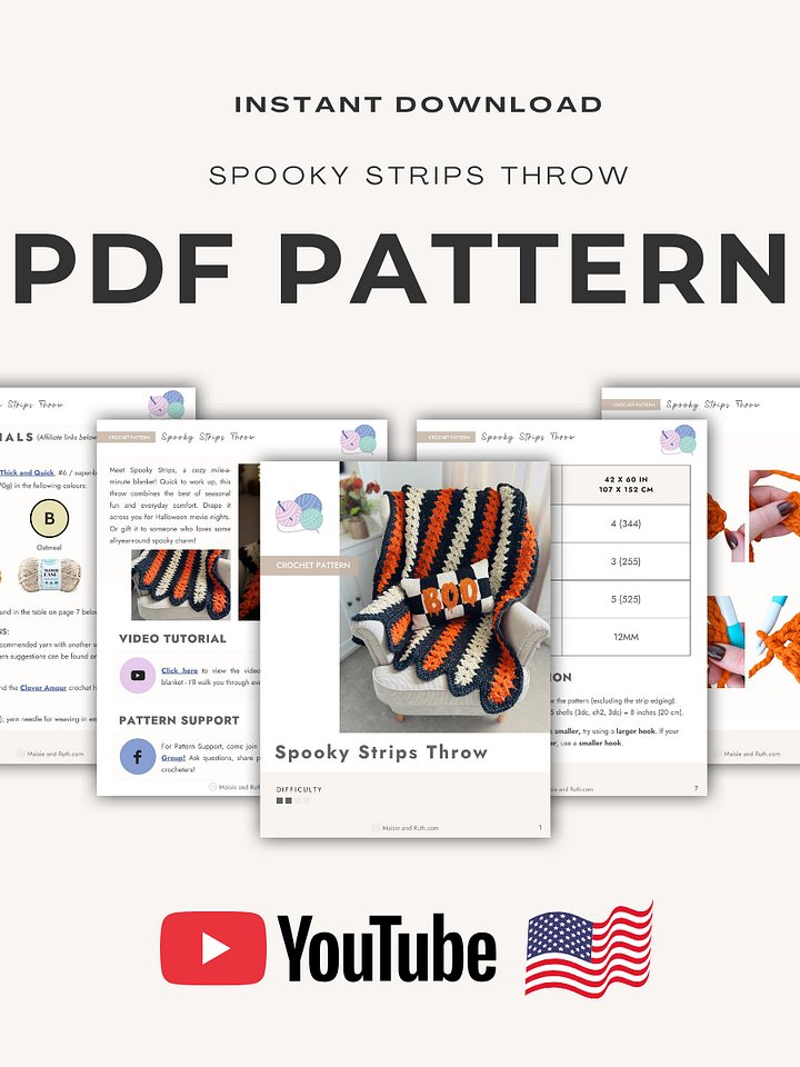 Spooky Strips Throw Crochet Pattern product image (2)