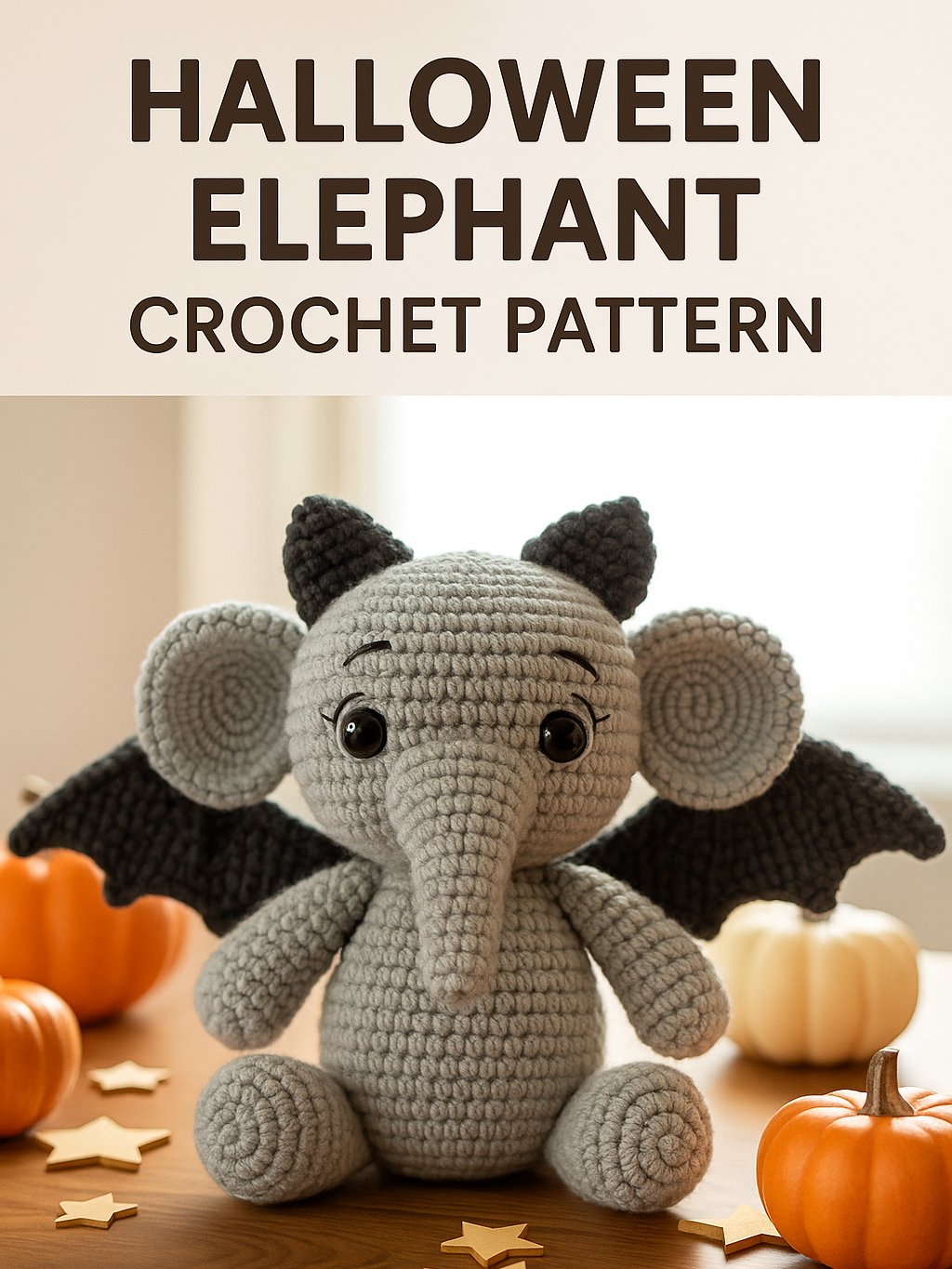 Halloween Bat Elephant Crochet Pattern – Amigurumi PDF Tutorial (Digital Download) product image (1)