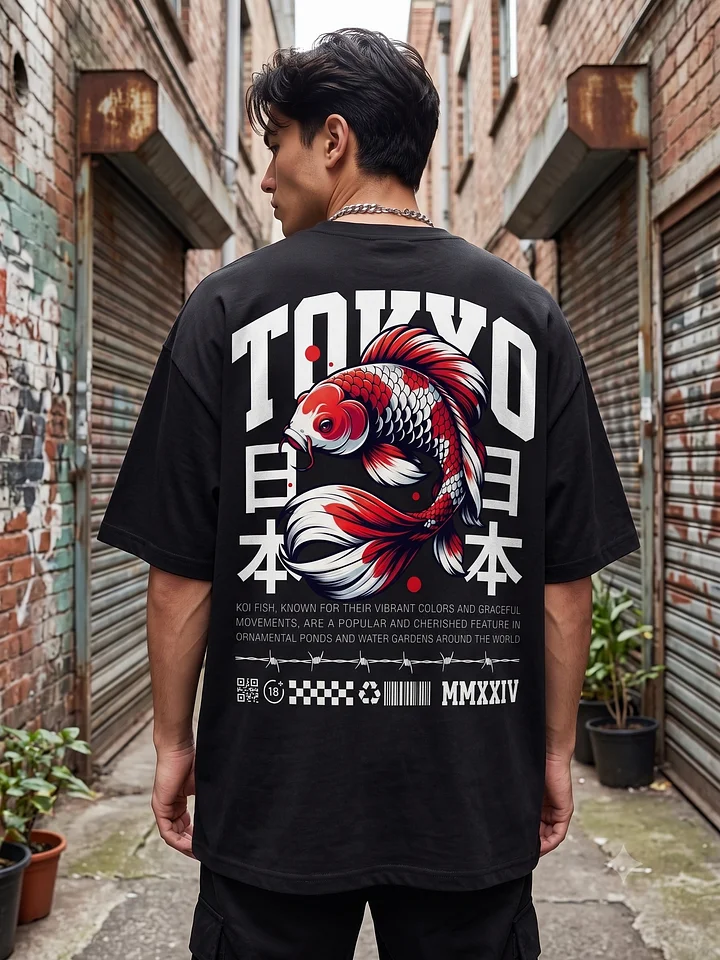Tokyo Koi Fish Japanese Streetwear Graphic Tee – Awaken Aesthetic Oversized T-Shirt product image (1)