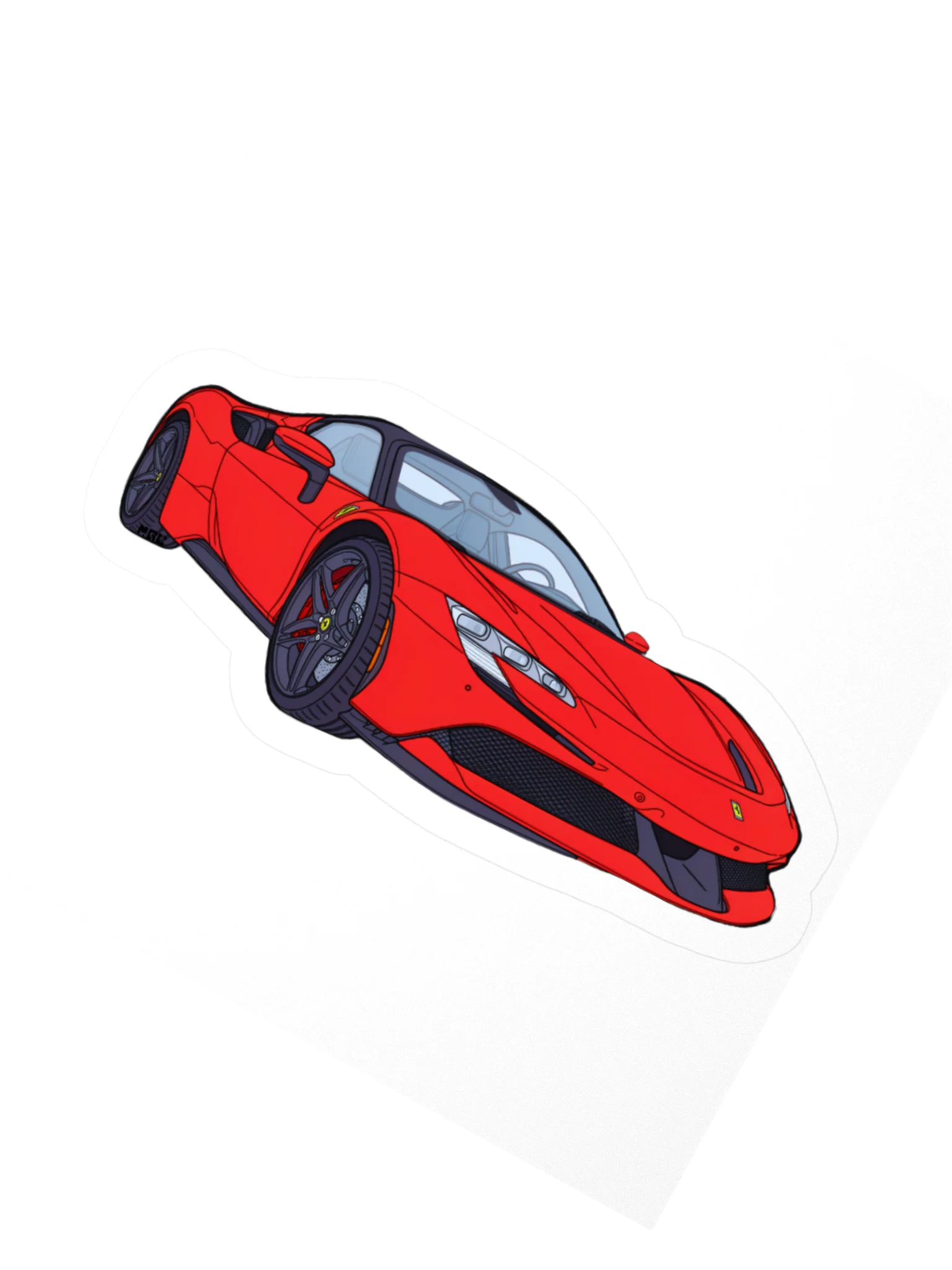 Rosso Corsa Ferrari SF90 Sticker (Retro, Sketch, Silhouette) product image (5)