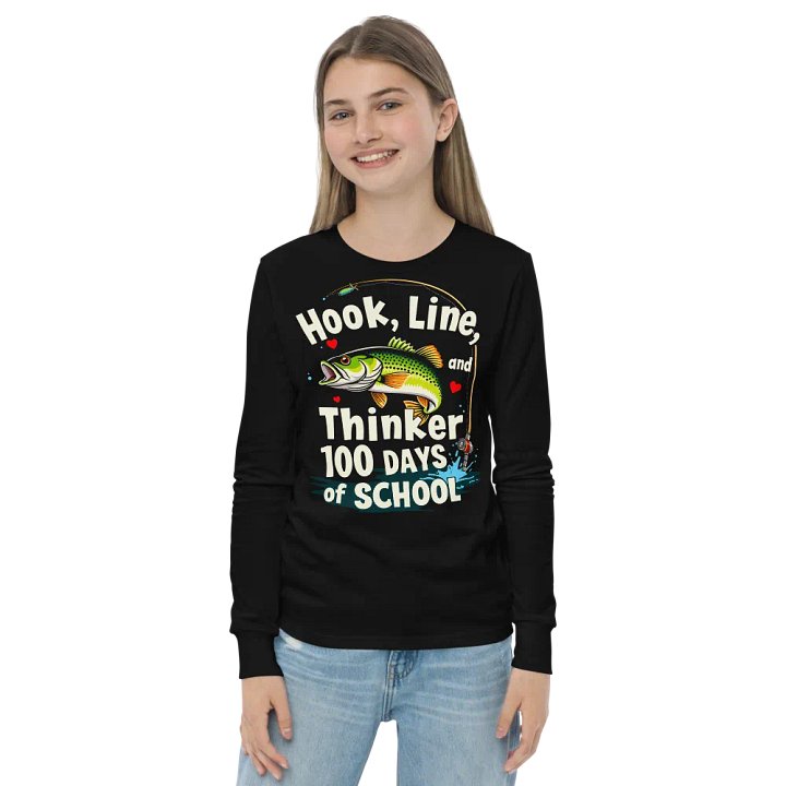100 Days of School Kids Fishing Long Sleeve Tee product image (4)