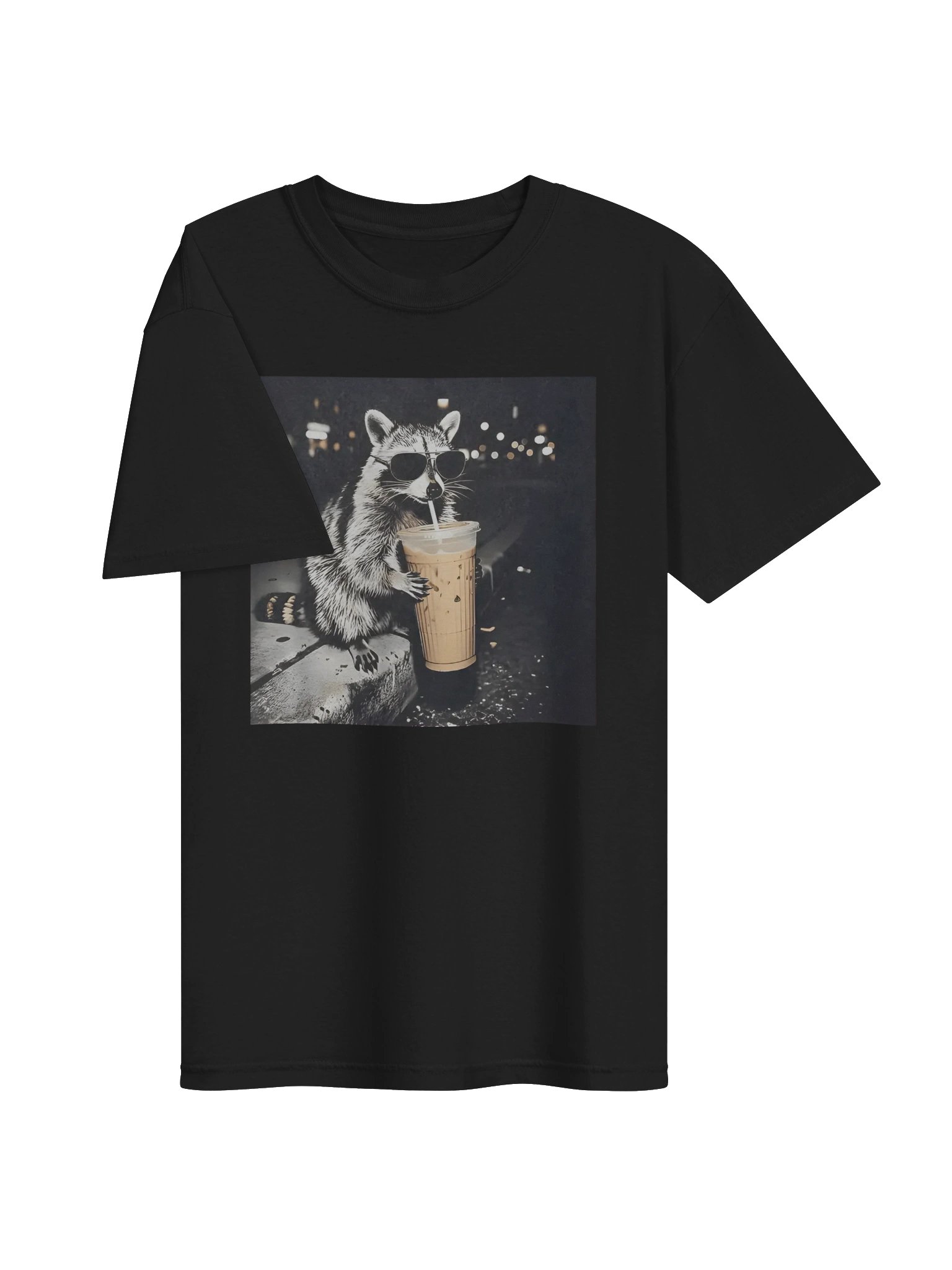 Funny Raccoon Drinking Iced Coffee T-shirt product image (9)