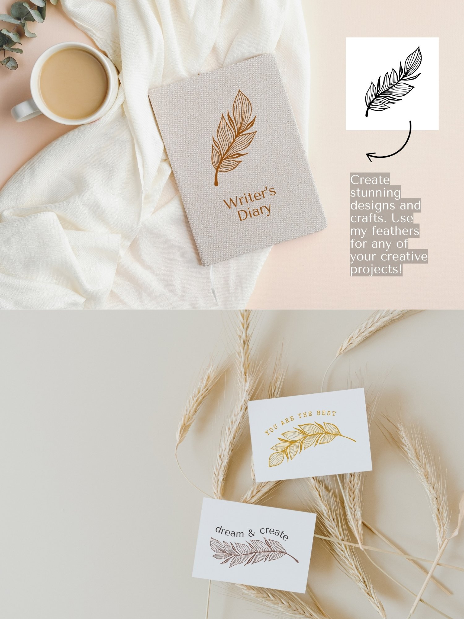 Elegant Line Art Feathers Collection product image (4)