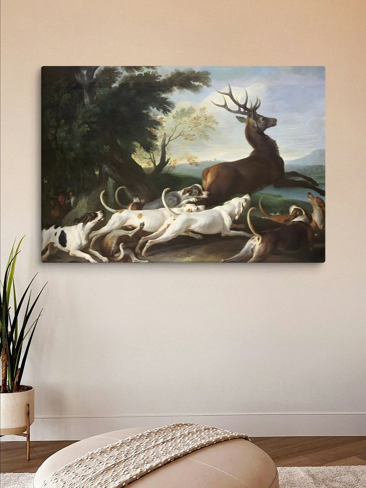 Antique Baroque Deer Hunting With Dogs Canvas Print product image (7)