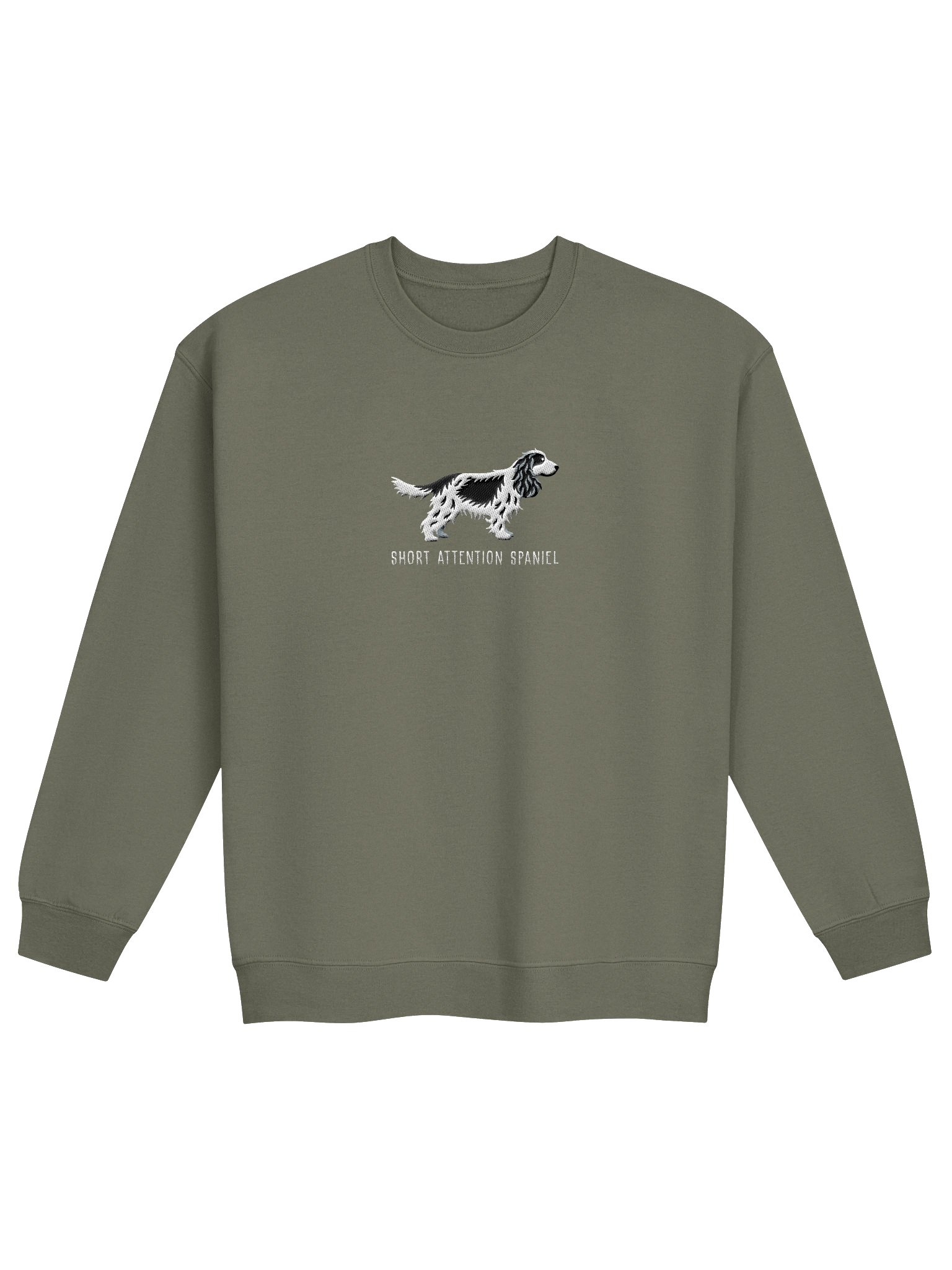 Short Attention Spaniel Sweatshirt (Embroidered) of an English Cocker Spaniel(Black & White, Full Tail) product image (4)
