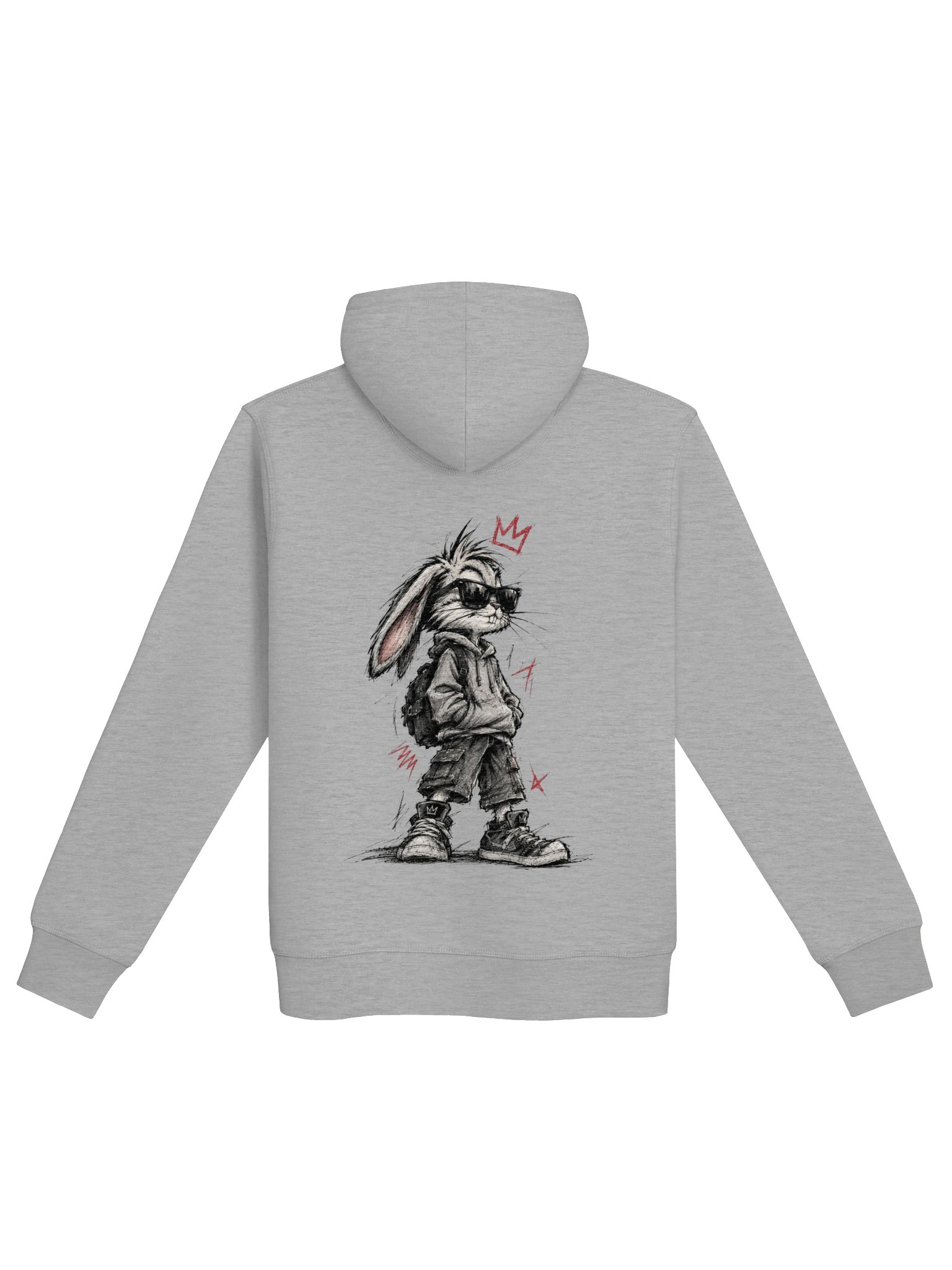 Title: Streetwear Sketch Bunny – Urban Pencil Art Graphic Hoodie product image (6)