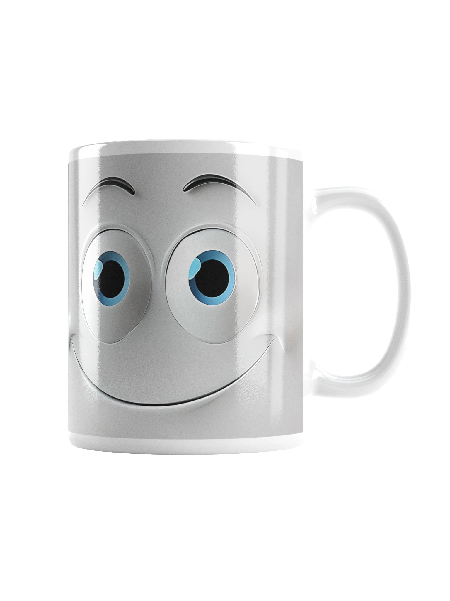 Cute Smiling Face Coffee Mug with Big Blue Eyes - Funny Ceramic Mug Gift product image (4)