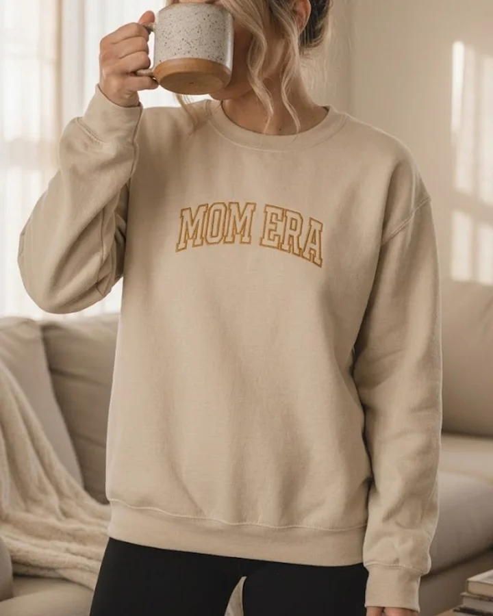 Mom Era Embroidered Sweatshirt | Varsity Crewneck – Millennial Mom Humor Apparel Gift for Mothers product image (1)