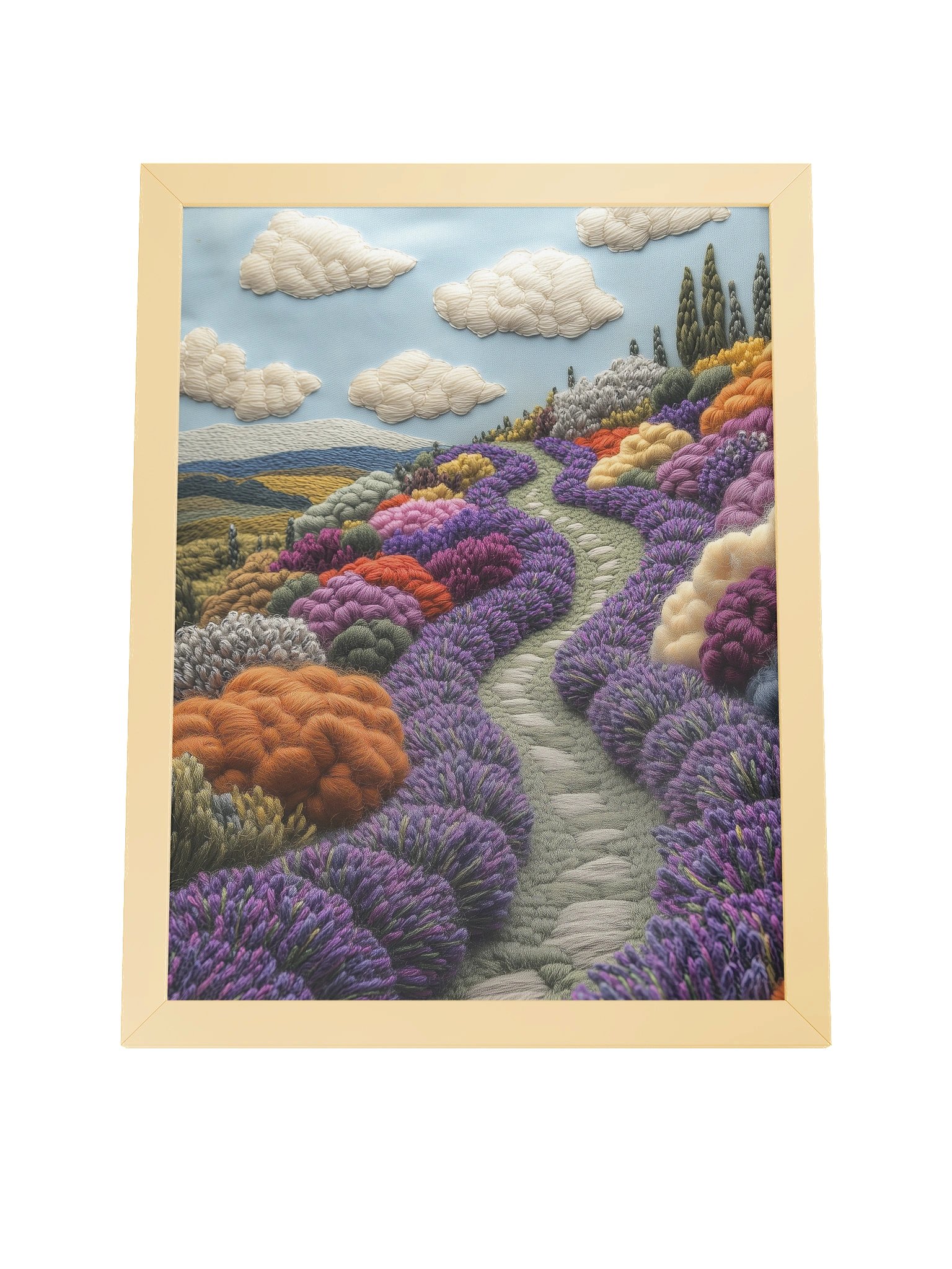 Where the Lavender Grows | Embroidery-Style Wall Art — Framed Print product image (20)