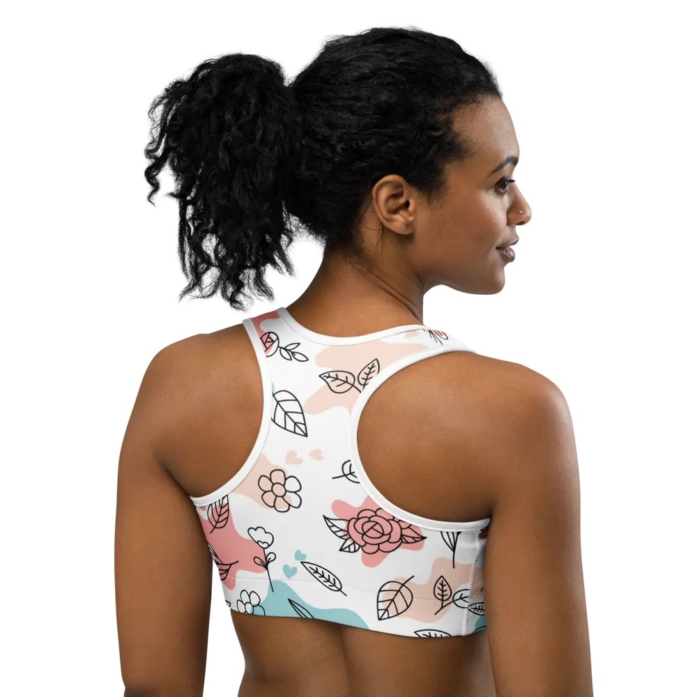 Whimsical Garden Sports Bra - Floral Charm Meets Fitness product image (4)