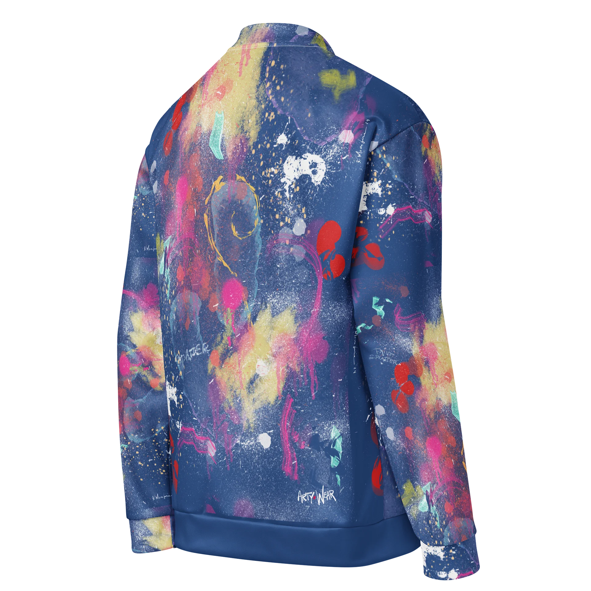 Unisex Bomber Zip Jacket 'True Blue Splash' product image (3)