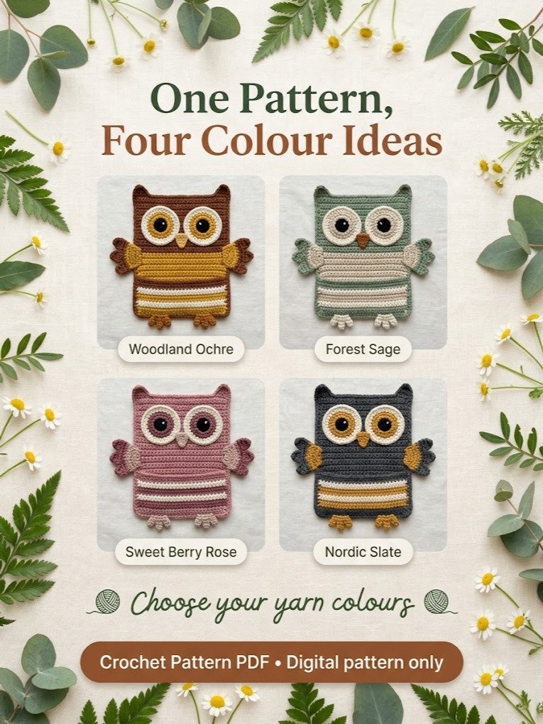 Owl Sofa Organizer Crochet Pattern PDF – Armrest Remote Caddy product image (3)