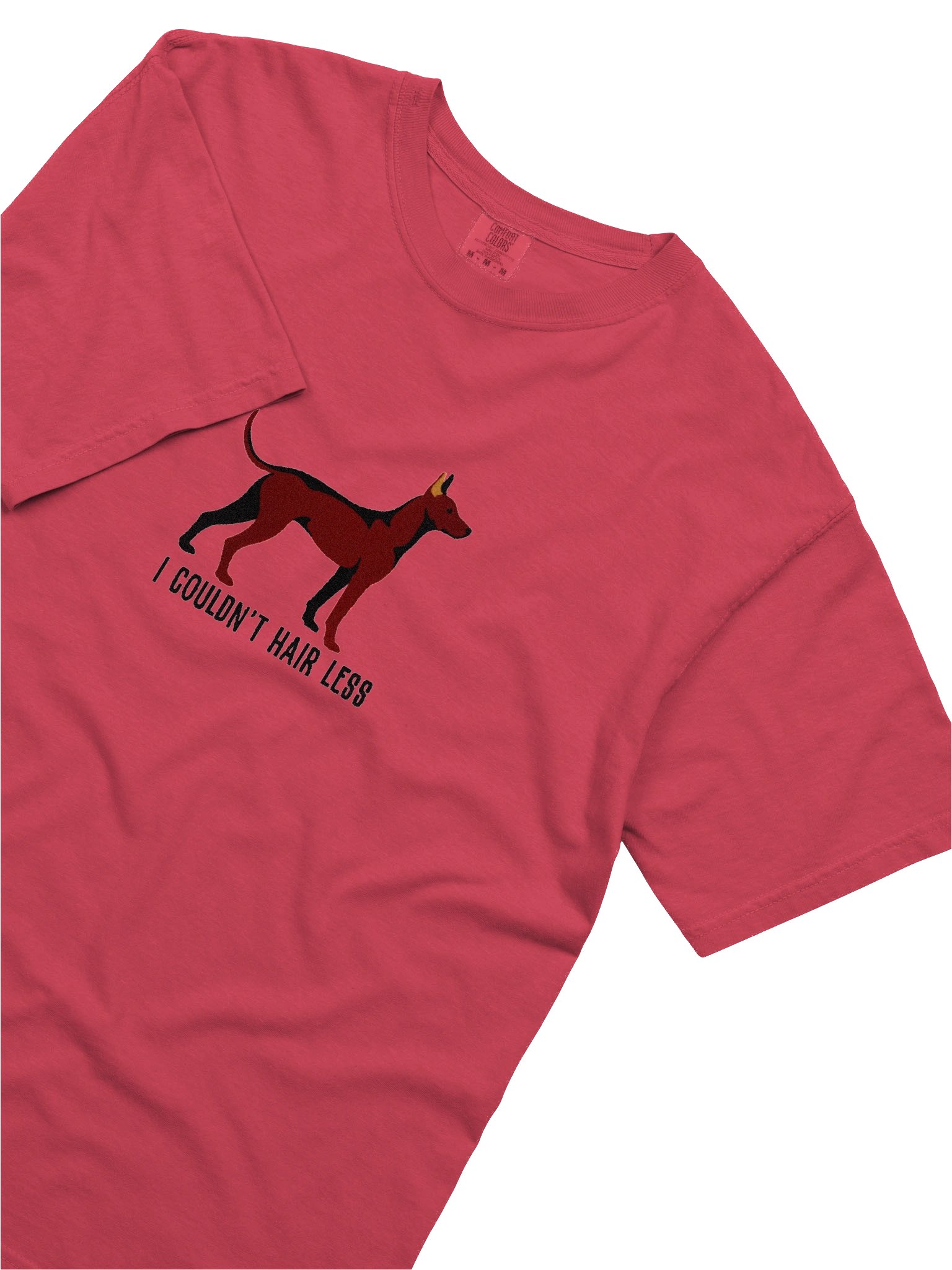 I Couldn't Hair Less T-Shirt(Embroidered) of a Mexican Hairless Dog/Xoloitzcuintli(Chocolate) product image (8)