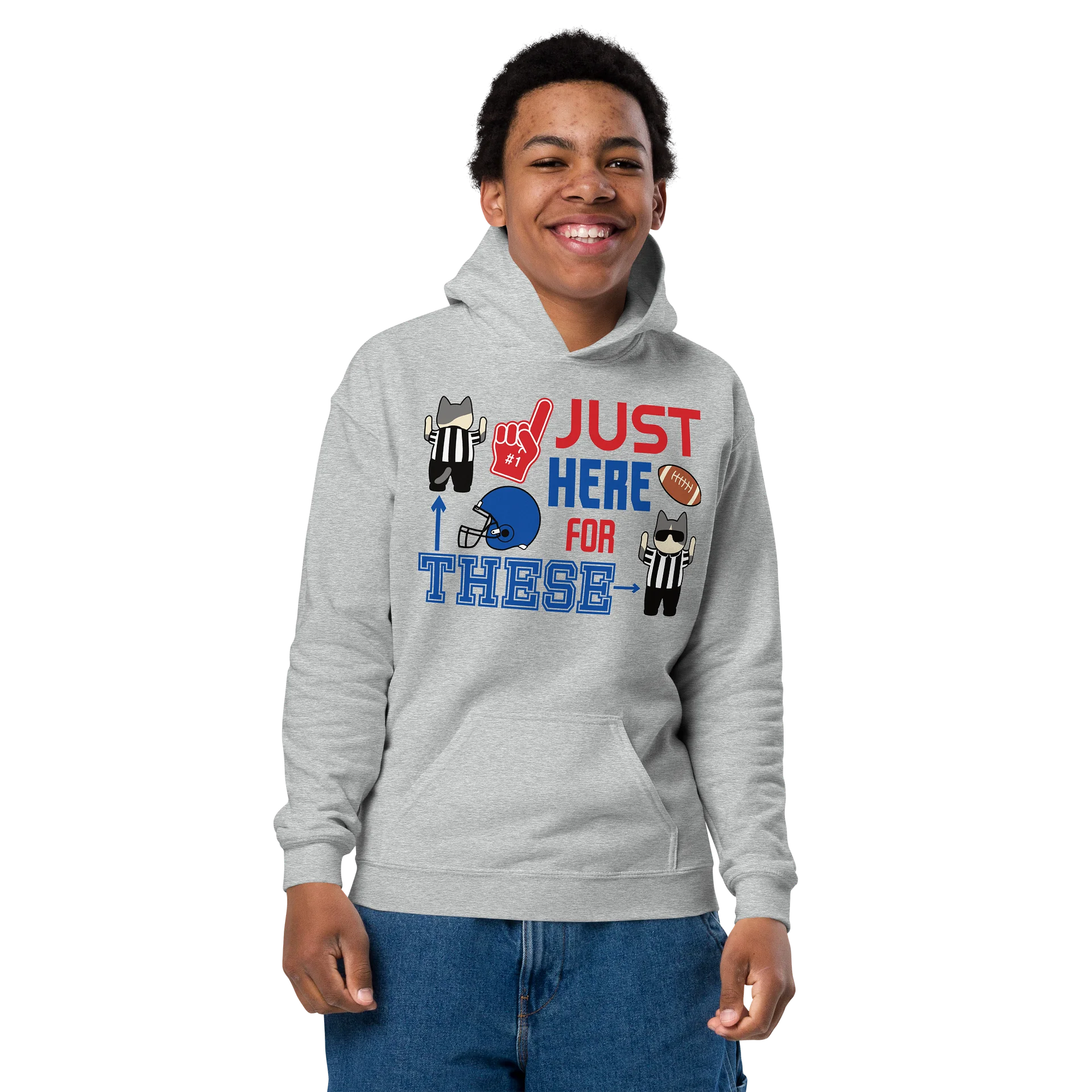 American Football Cat (JUST HERE FOR THESE - touchdown signals) - Unisex Youth Hoodie product image (8)