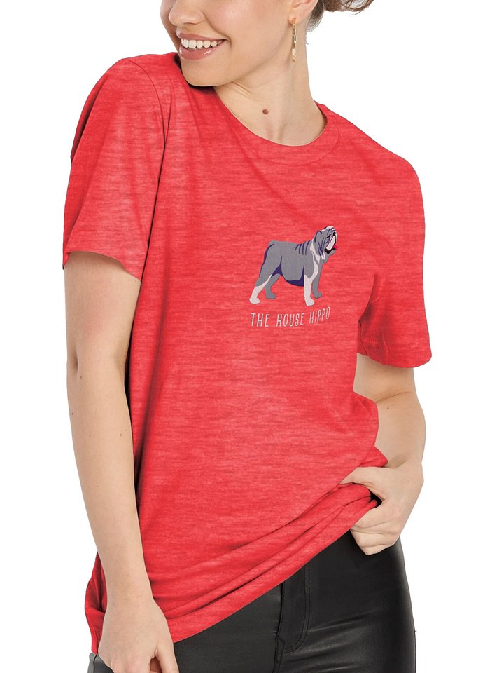The House Hippo T-Shirt(Embroidered) of an English Bulldog(Blue & White) product image (2)
