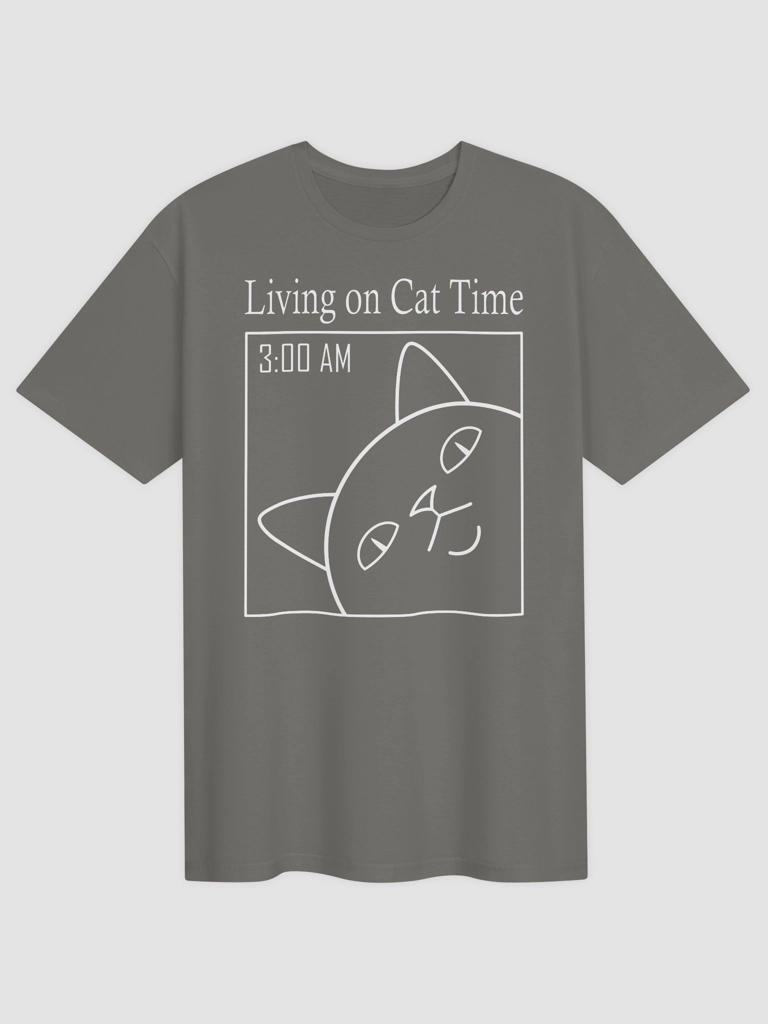 Living on Cat Time (White Print) - Unisex Adult Super Soft Lightweight T-shirt product image (1)