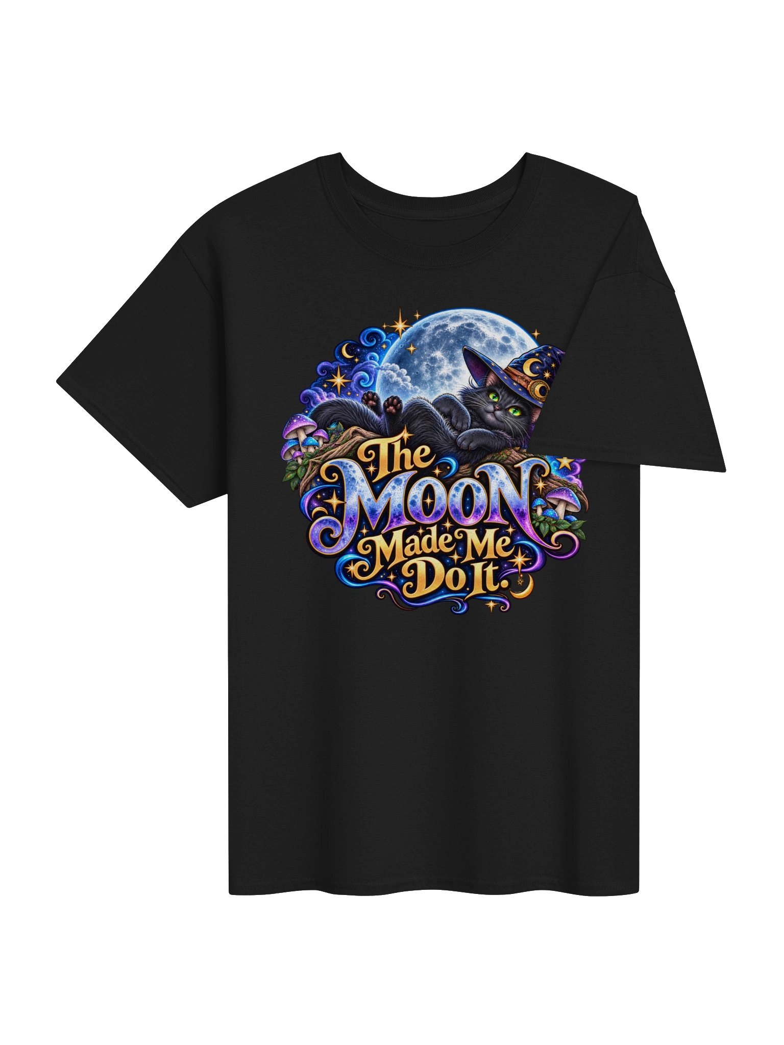 The Moon Made Me Do It - Gildan Heavyweight T-Shirt - Black Cat & Moon Design product image (8)