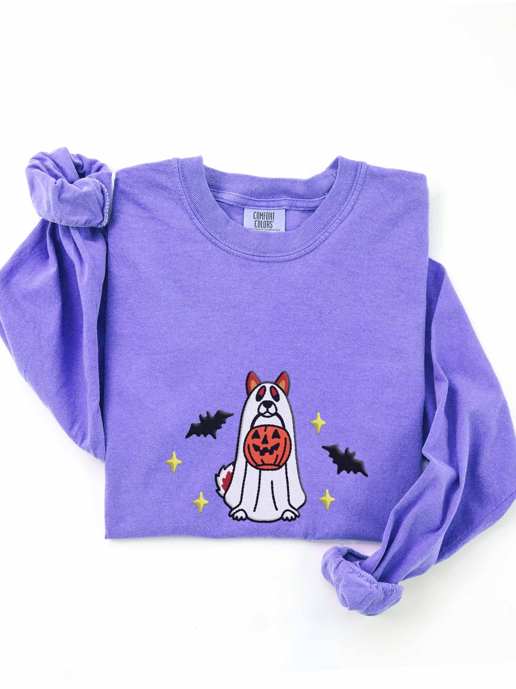 Halloween Japanese Akita Inu(Sesame) Embroidered Long-Sleeve T-Shirt product image (1)