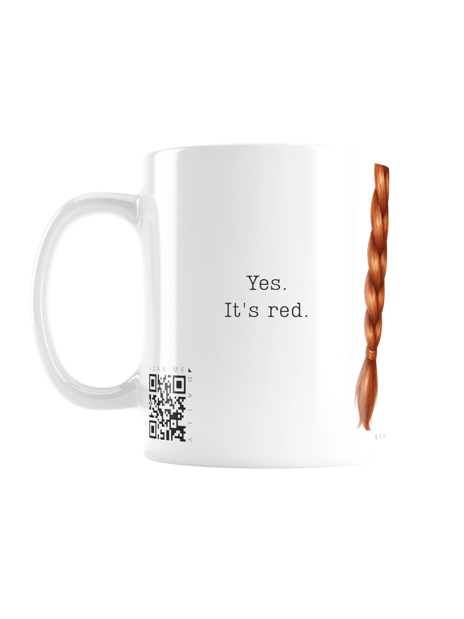 <i>Yes. It's Red</i> • QR Mug<br /> With 160 Daily Quotes<br /> <small>Quotes from beloved novel<br />Anne of Green Gables (1908)</small> product image (1)