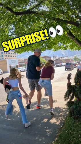 Sneaking up on folks with the classic bushman prank! 🌳👀 That little girl’s scream had me rolling! 😂 Remember to take a quick ...