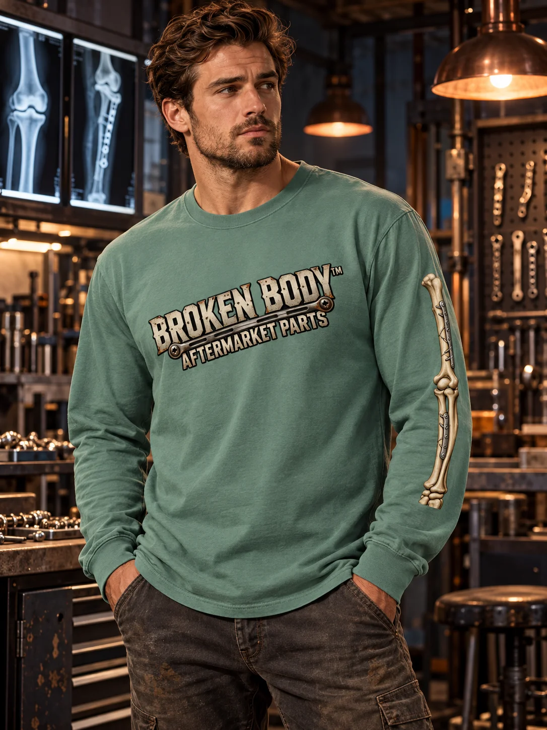 Arm Surgery Shirt — Aftermarket Parts Left Arm Long-Sleeve Tee | Rebuild Shop product image (1)