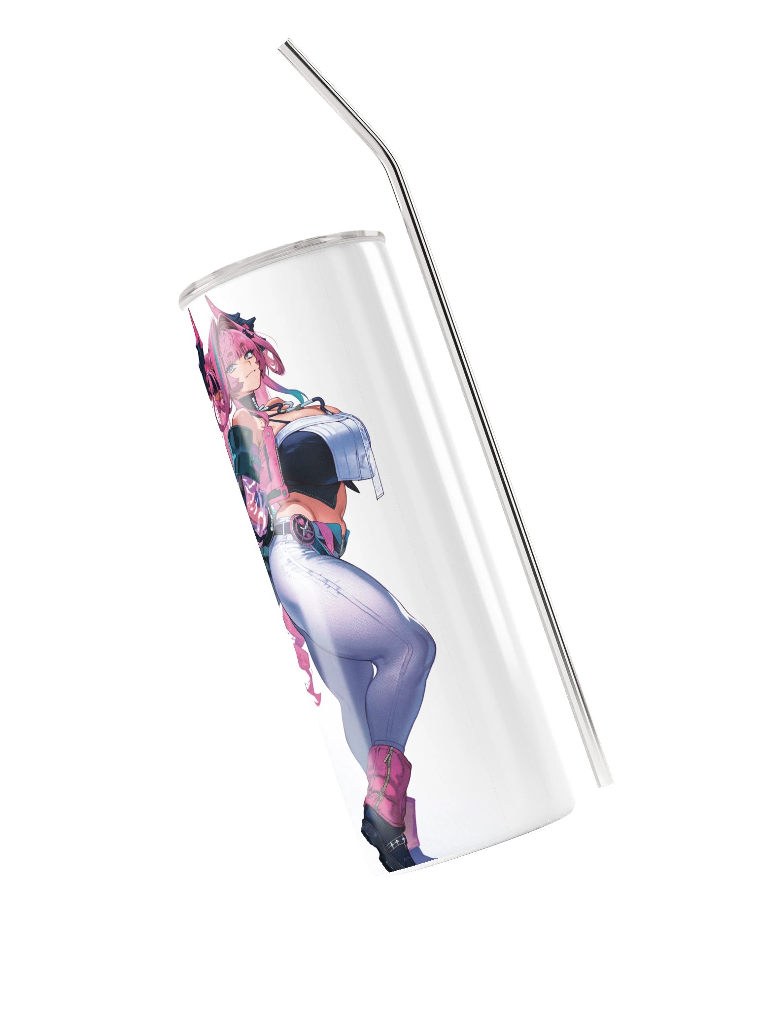 Pink Horn and Hair Girl Tumbler Bottle product image (6)