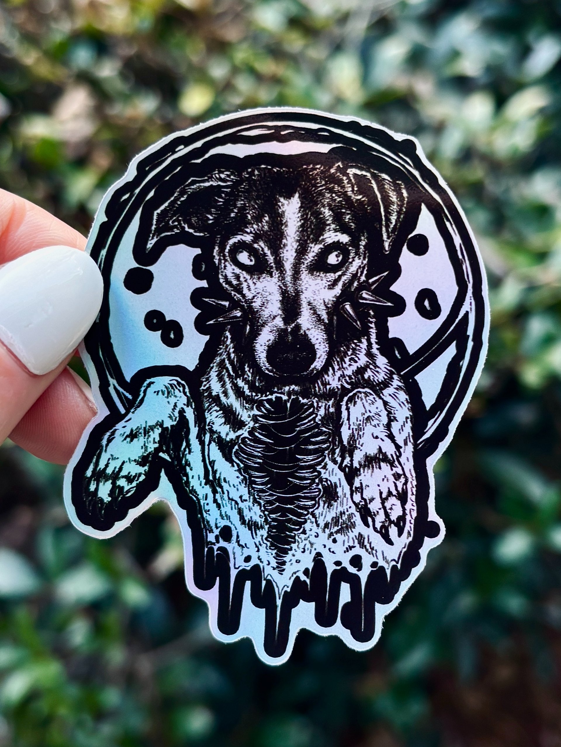 Holographic Living Dead Olive Vinyl Sticker product image (1)
