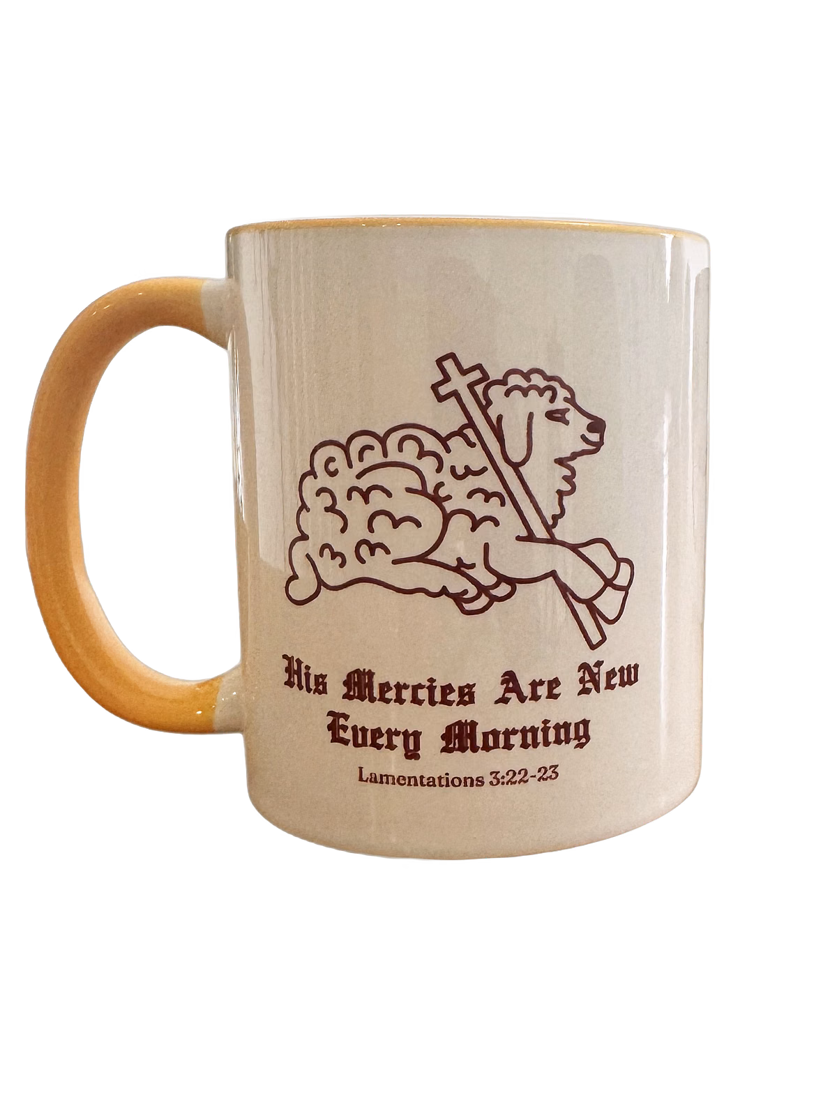 Morning Mercies mug with the Lamb of God