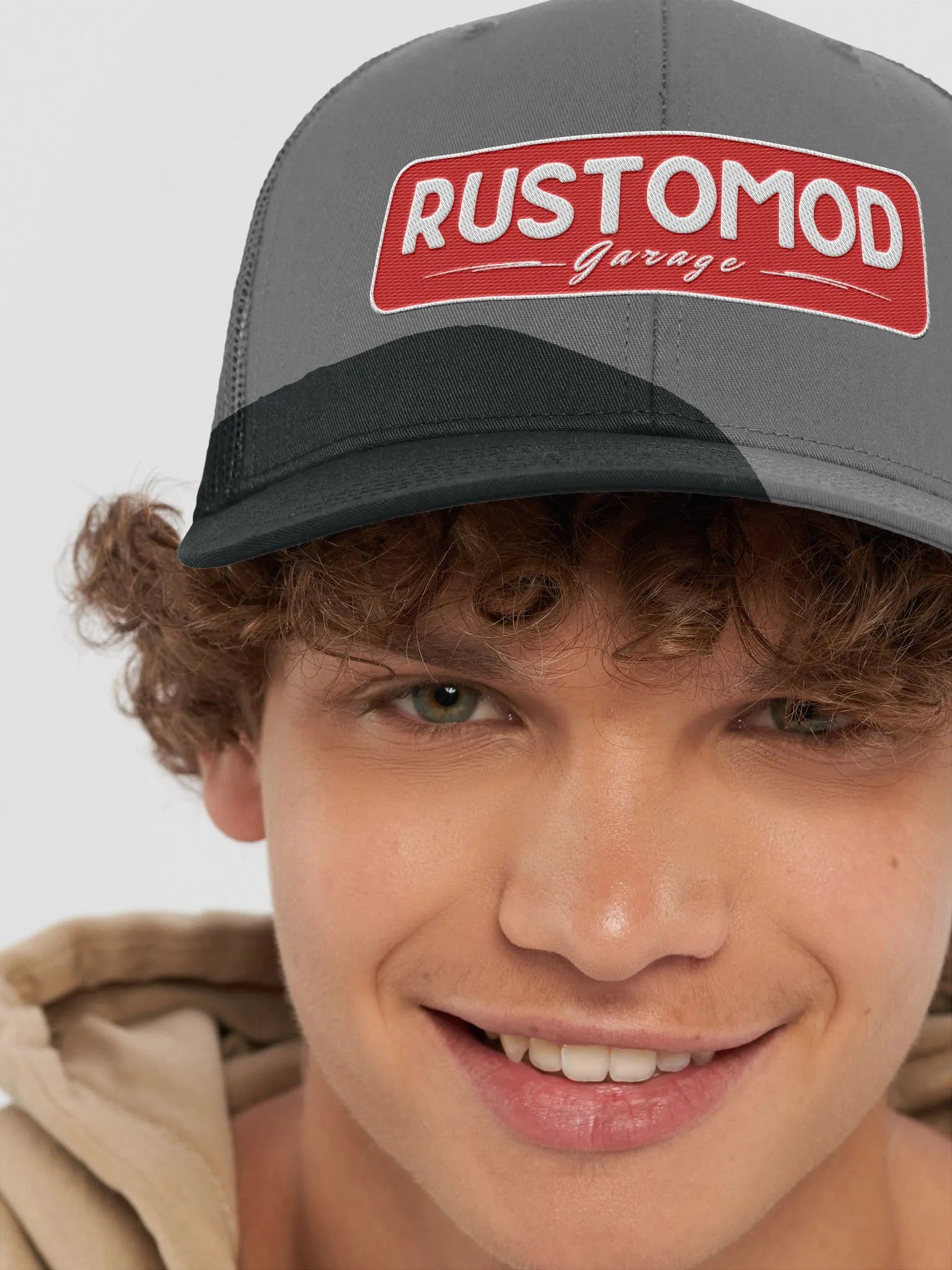 Rustomod Garage Trucker Hat Red Logo product image (9)