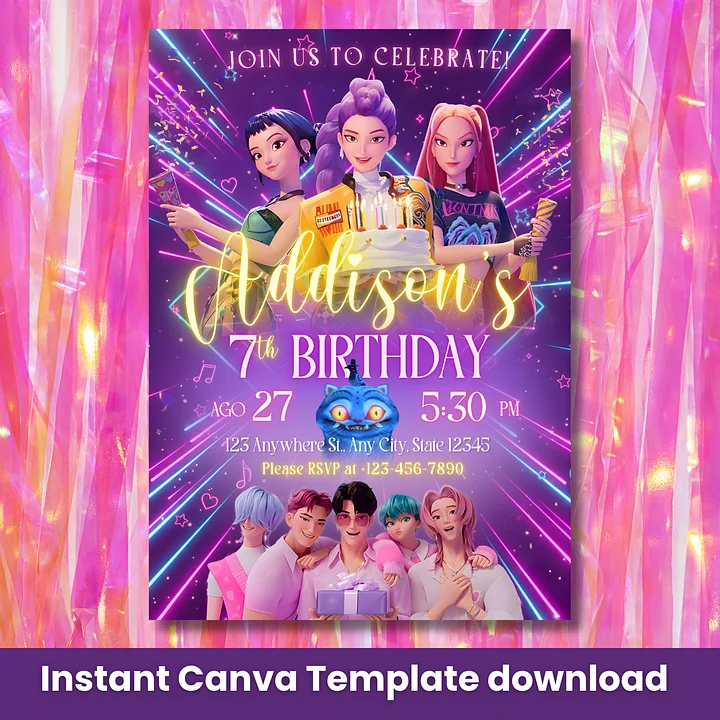 K-Pop Demon Hunter Birthday Invitation product image (1)