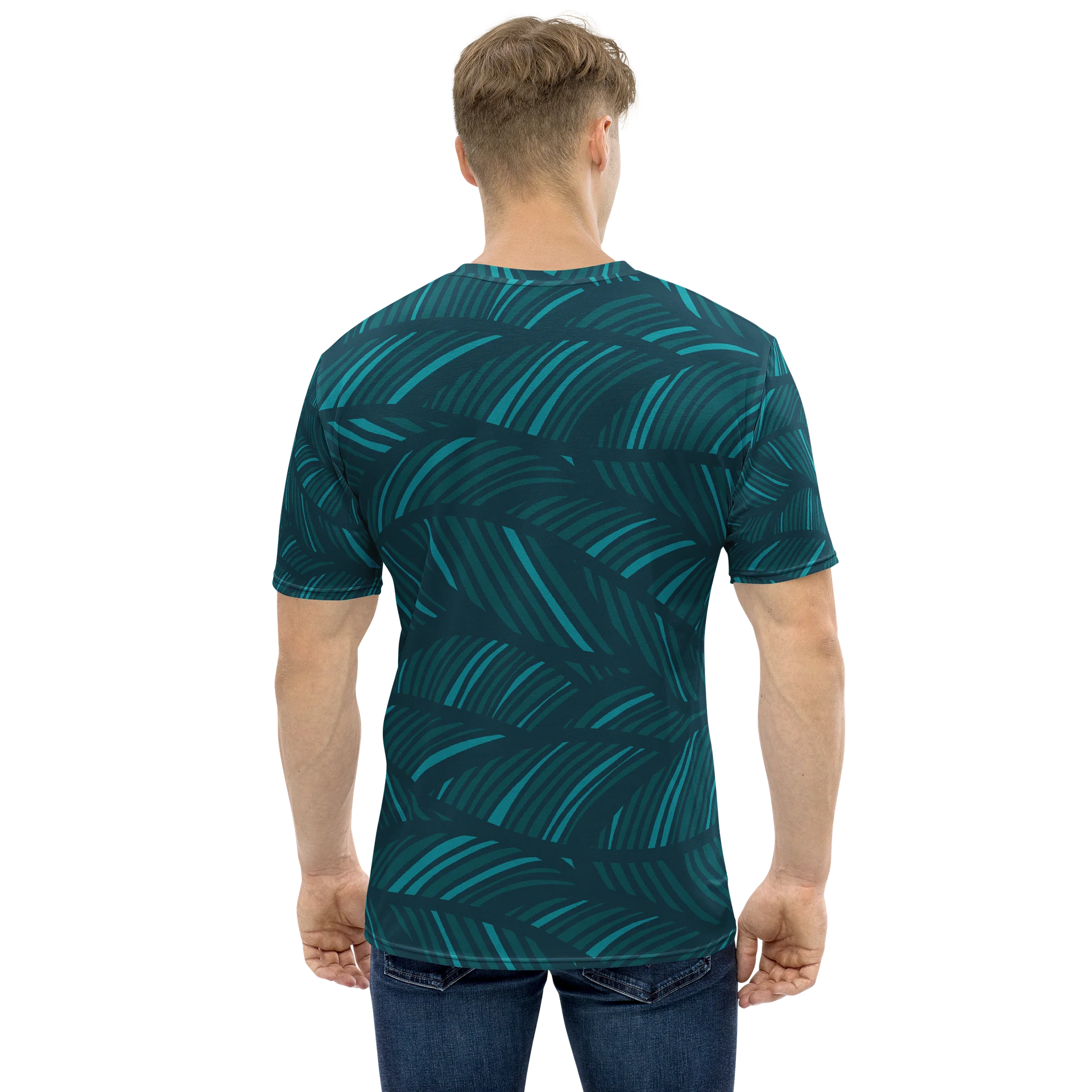 Teal Wave Abstract All-Over Print Tee product image (1)