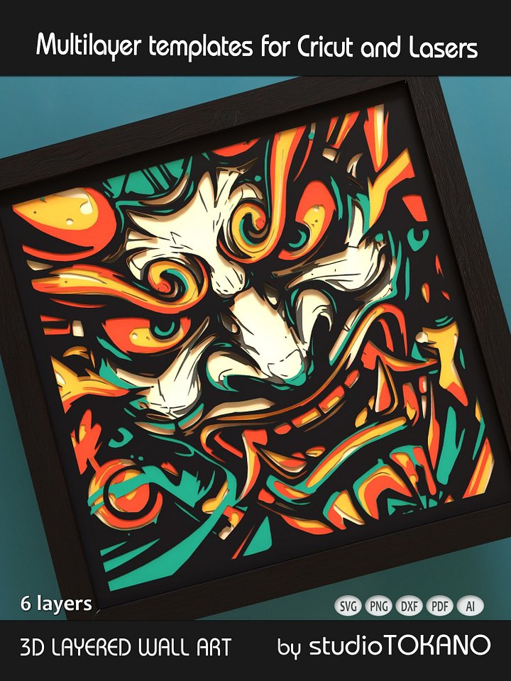 Oni Mask Layered Cut File product image (2)