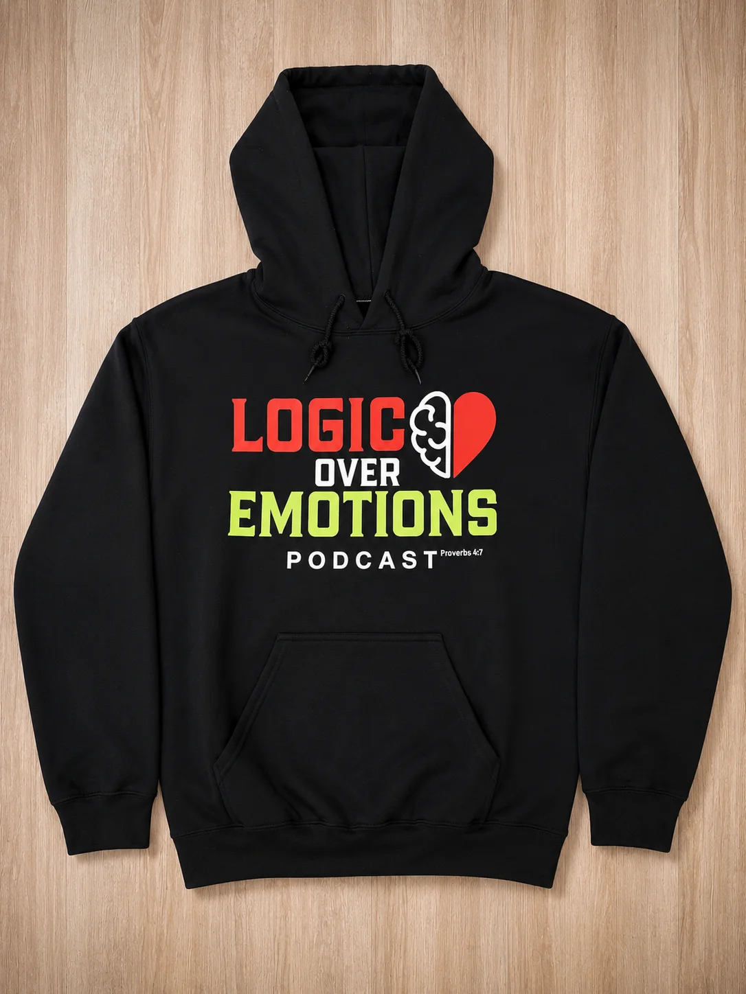 Logic Over Emotions Classic Black Hoodie product image (1)
