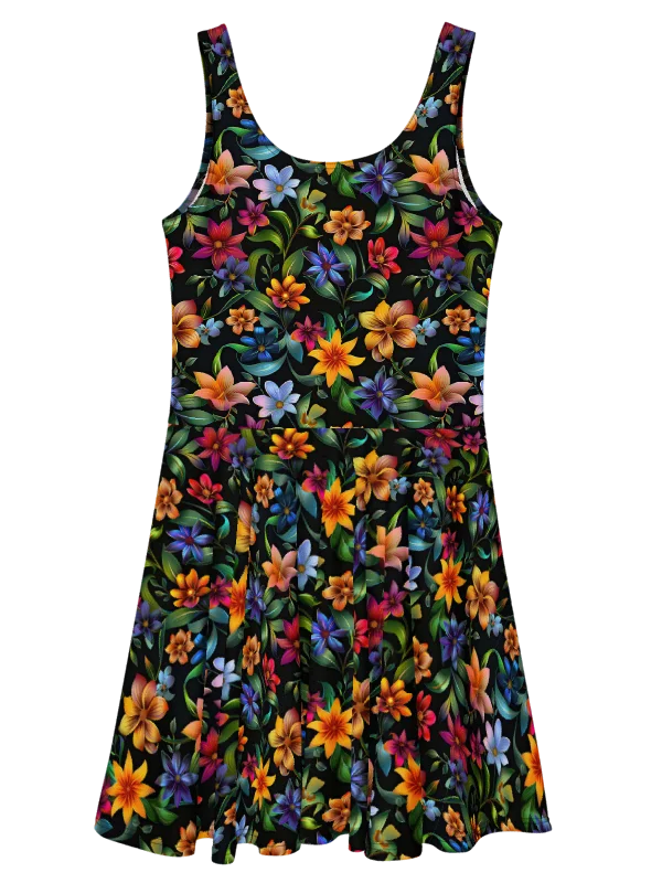 Women’s Floral Fit & Flare Summer Dress – Sleeveless Casual Party Sundress with Colorful Flower Print product image (4)