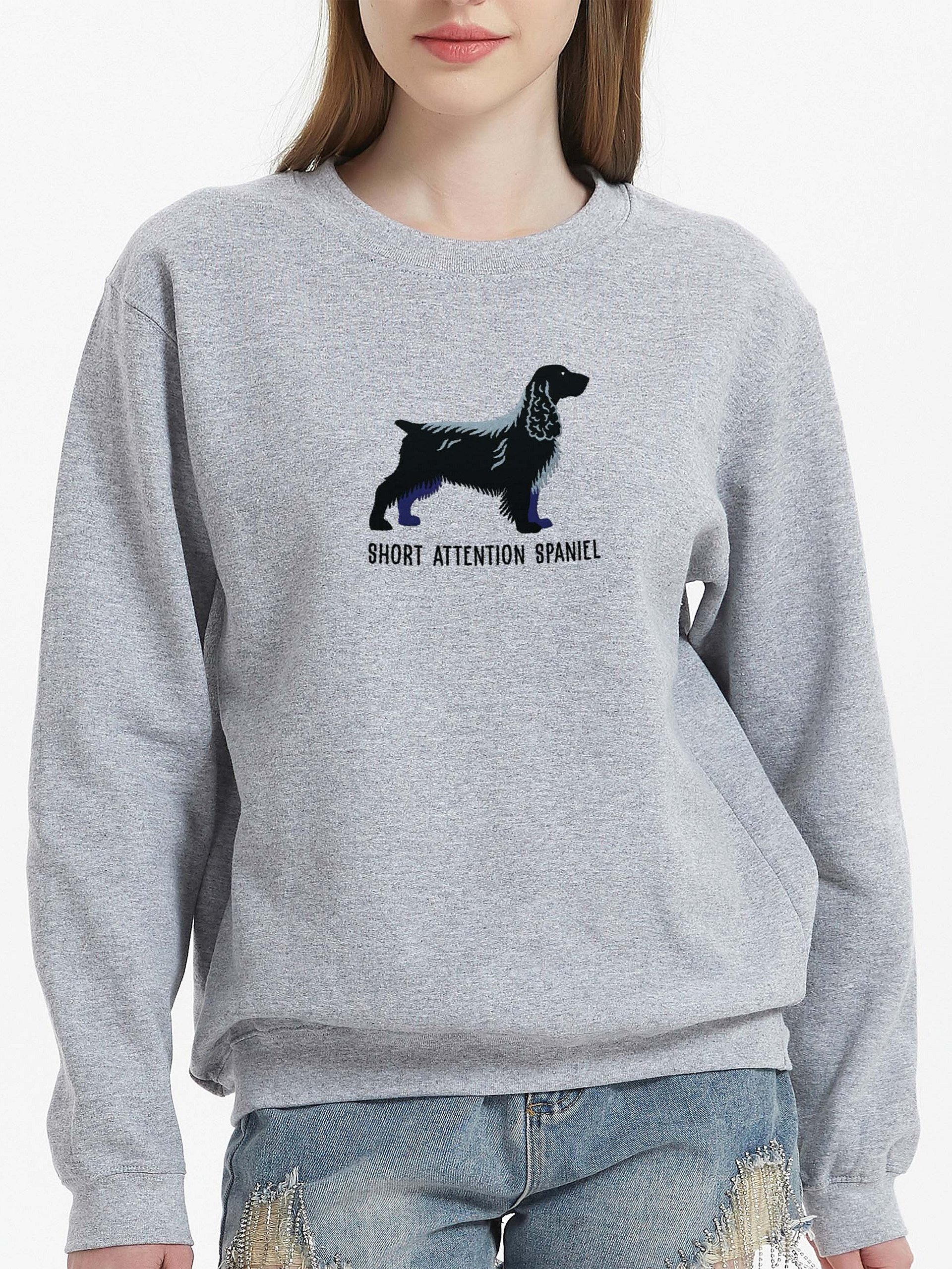 Short Attention Spaniel Sweatshirt (Embroidered) of a Field Spaniel(Black) product image (2)