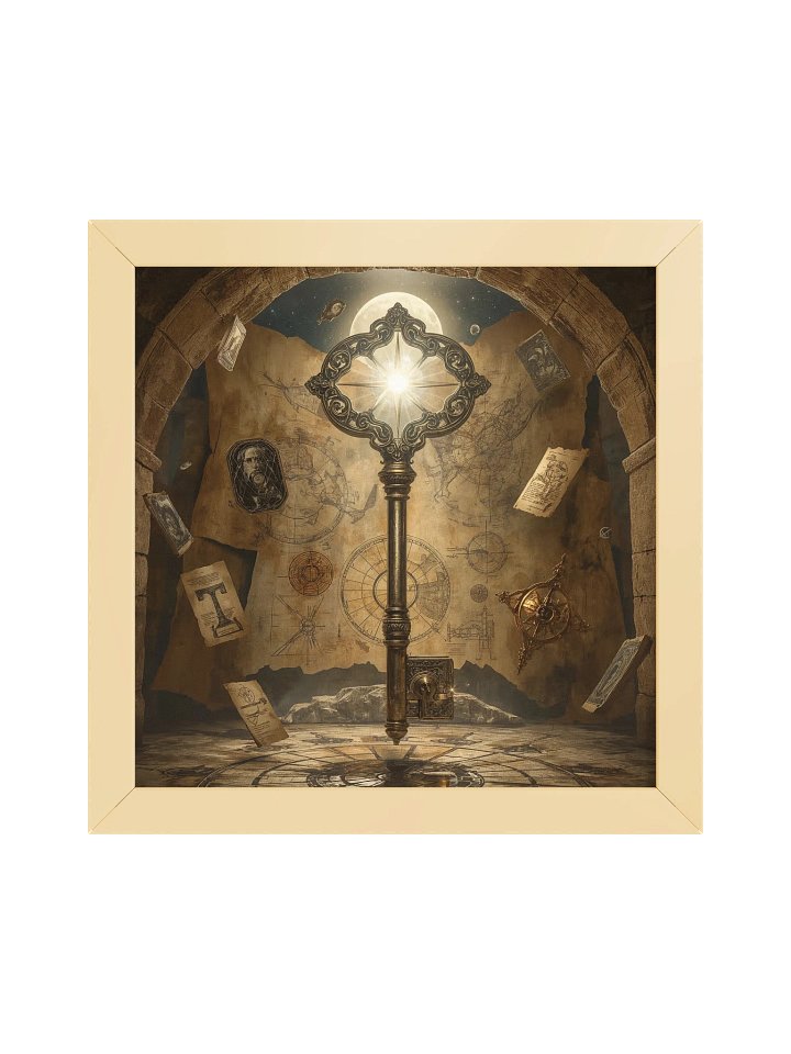 The Gatekeeper’s Key – Eternal Archive | Framed Square Poster (Gold Frame) product image (3)
